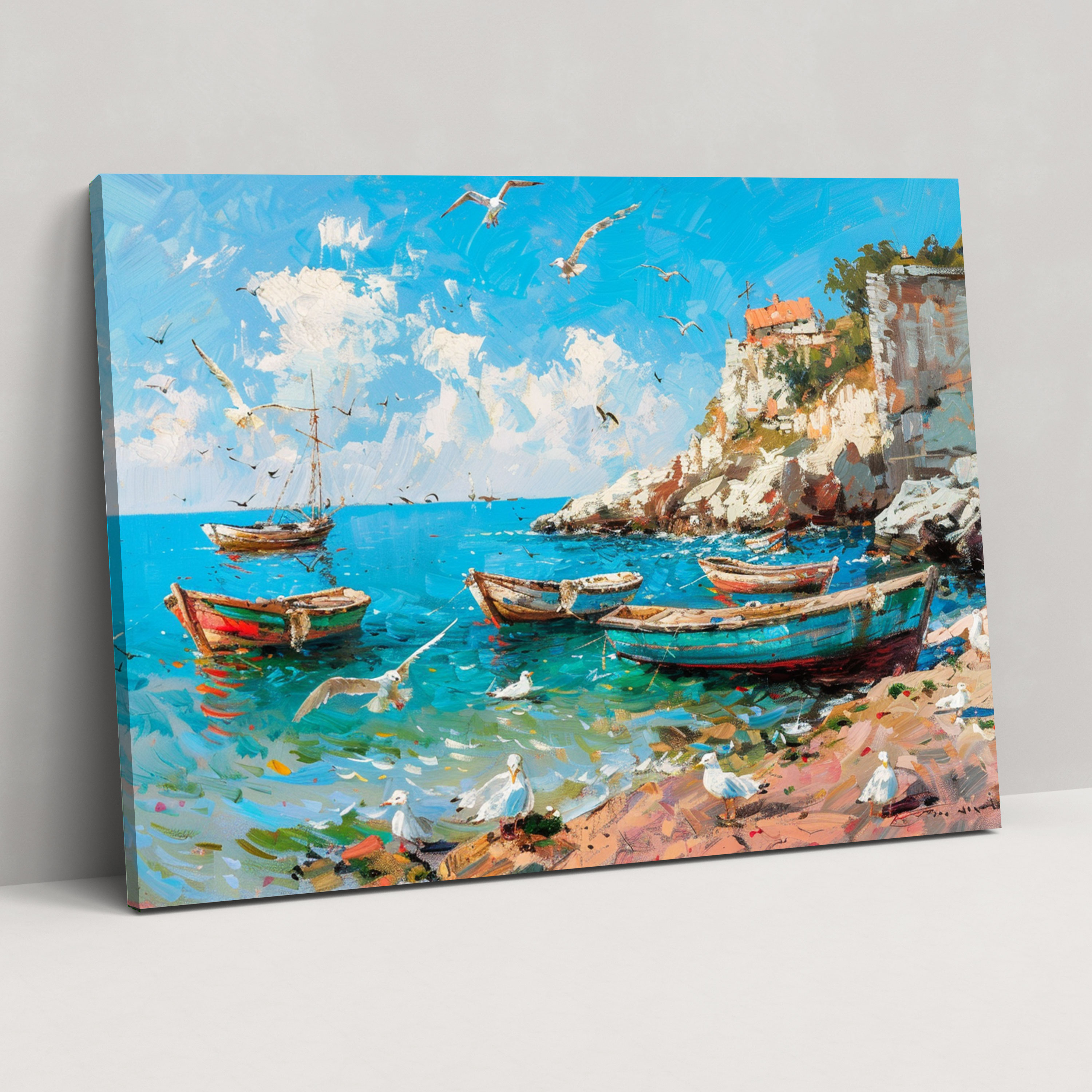 Impressionism Coastal Scene Canvas Print - Impressionism, Wall Decoration, Canvas Wall Art, Canvas Print