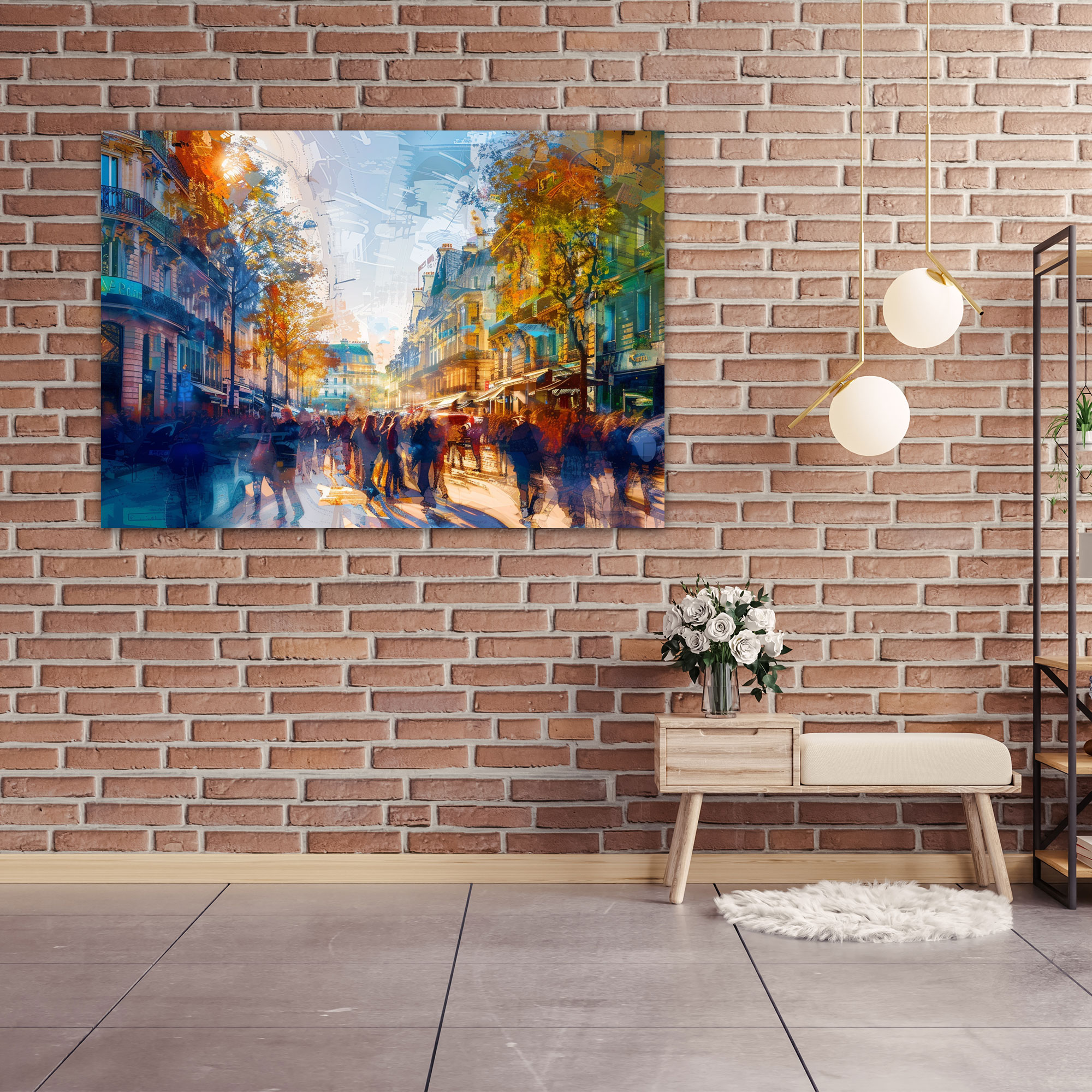Impressionism Vibrant City Street Canvas Print - Impressionism, Canvas, Wall Art, Home Decoration