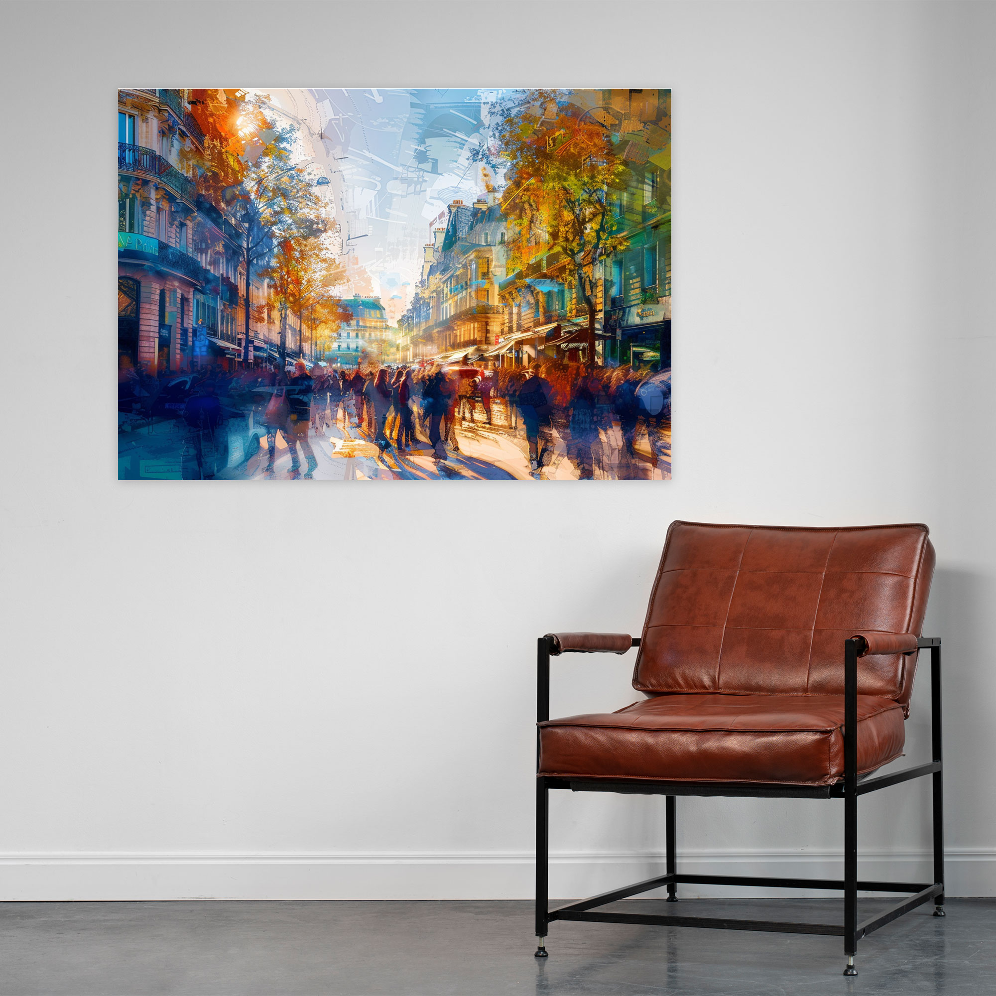 Impressionism Vibrant City Street Canvas Print - Impressionism, Canvas, Wall Art, Home Decoration