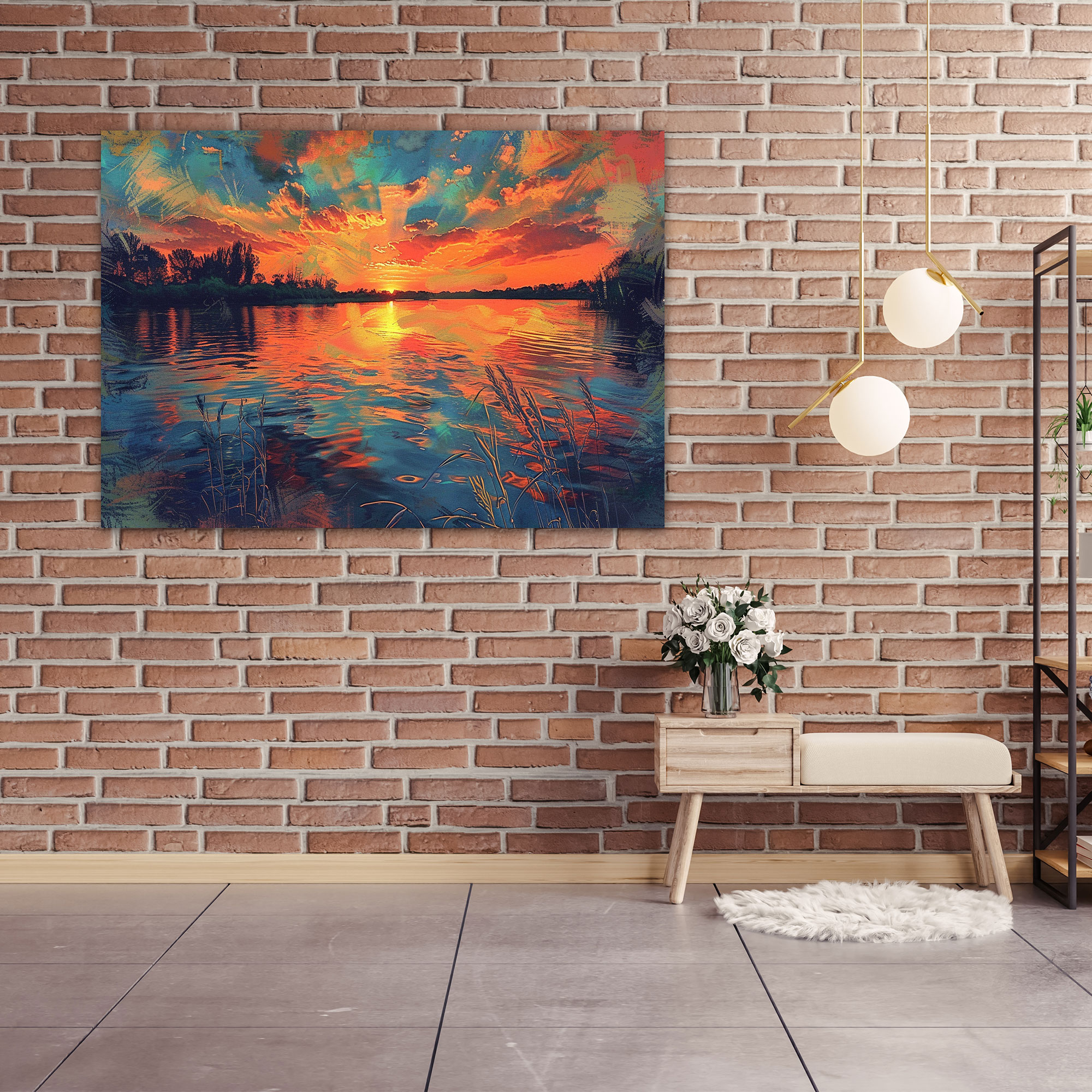 Impressionism Sunset Lake Wall Art - Impressionism, Wall Art, Home Decoration, Impressionism