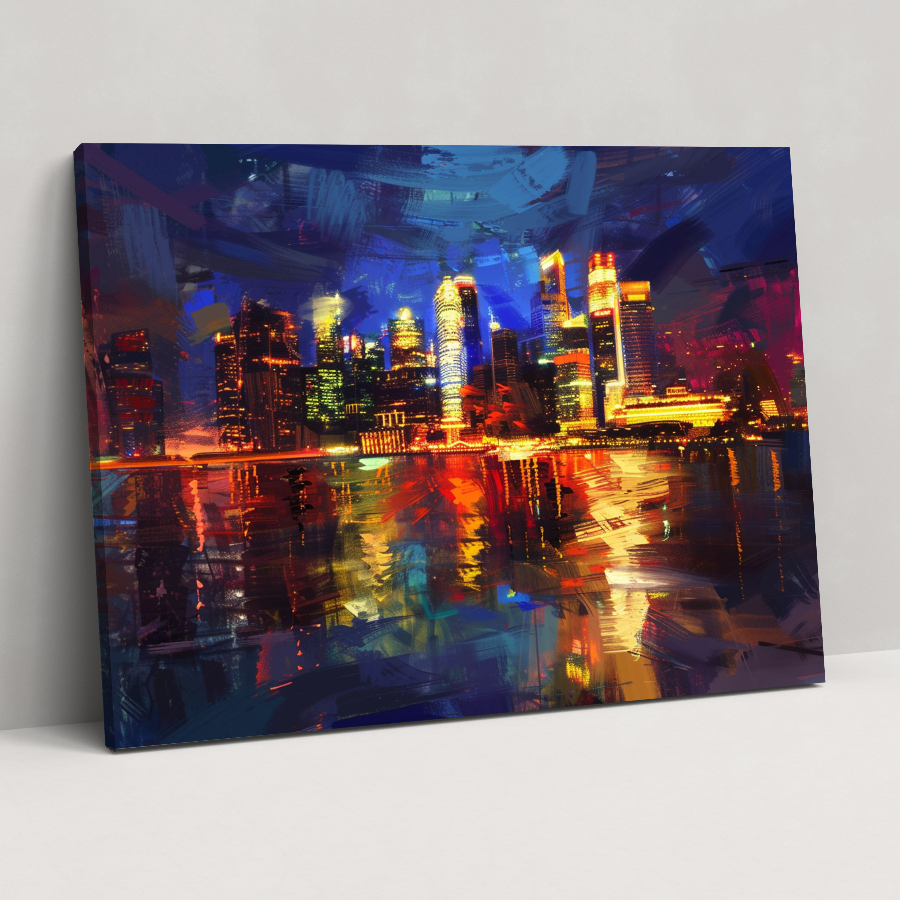 Impressionism Night Cityscape Canvas Print - Impressionism, Home Decoration, Impressionism, Wall Decoration