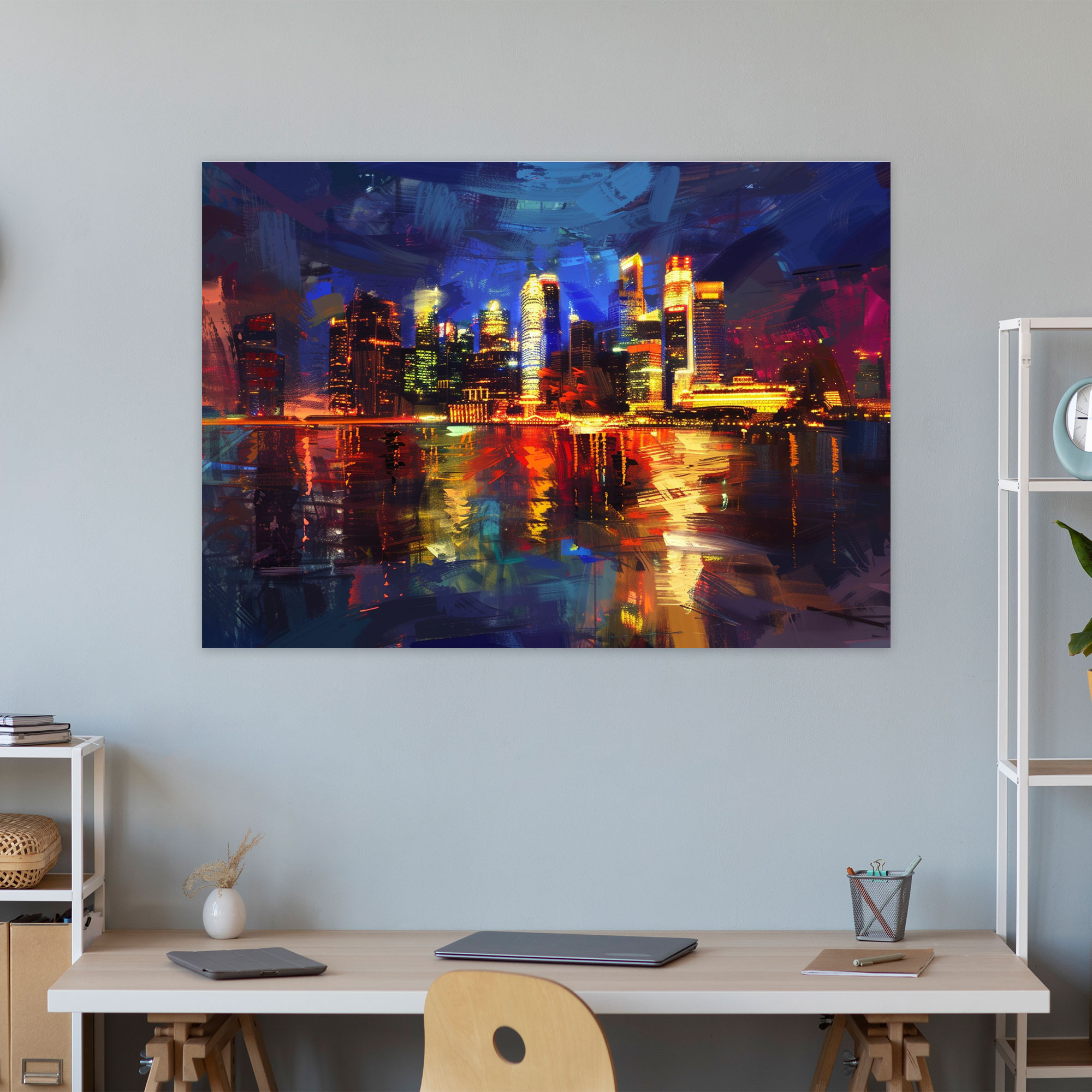 Impressionism Night Cityscape Canvas Print - Impressionism, Home Decoration, Impressionism, Wall Decoration