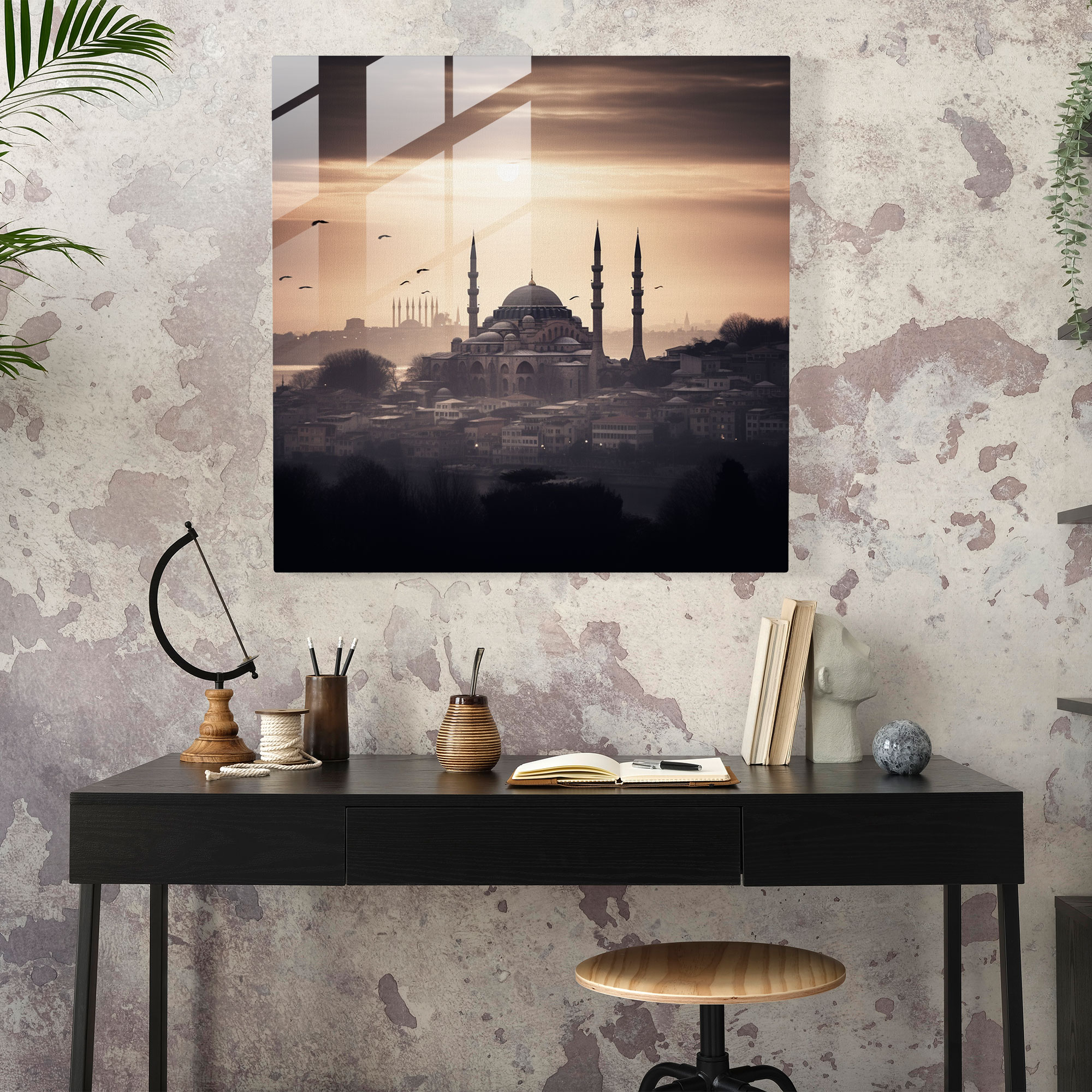 Zarif Şafak Cam Tablosu - Ayasofya Fotoğraf Duvar Dekoru