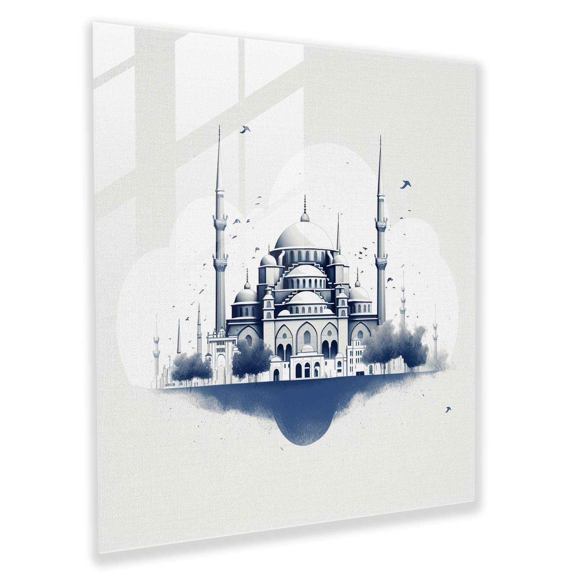 Sakinlik Harmonisi Cam Tablo - Minimalist Sultanahmet Camii Duvar Dekoru