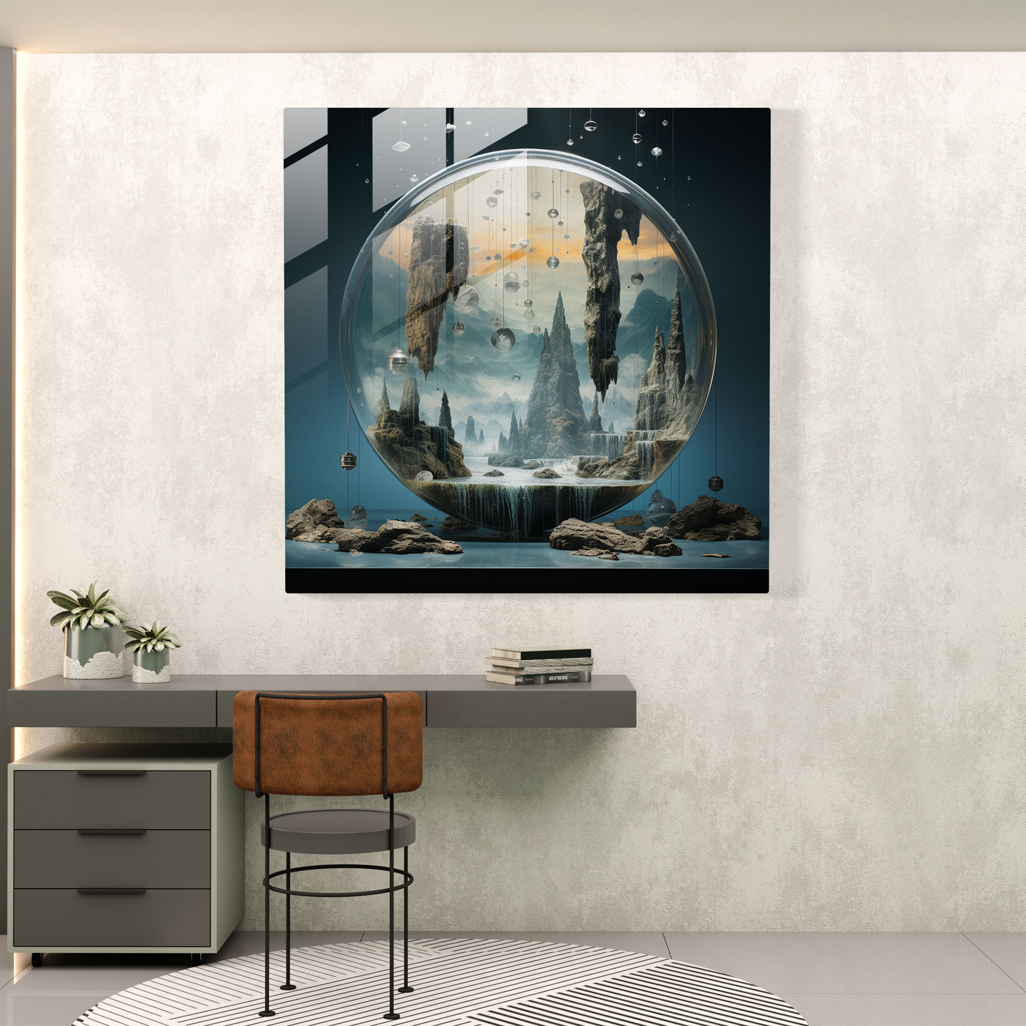 Ebedi Düş Glass Print - Sureal Karışık Medya Sanatı Cam Duvar Sanatı - Modern Sanat