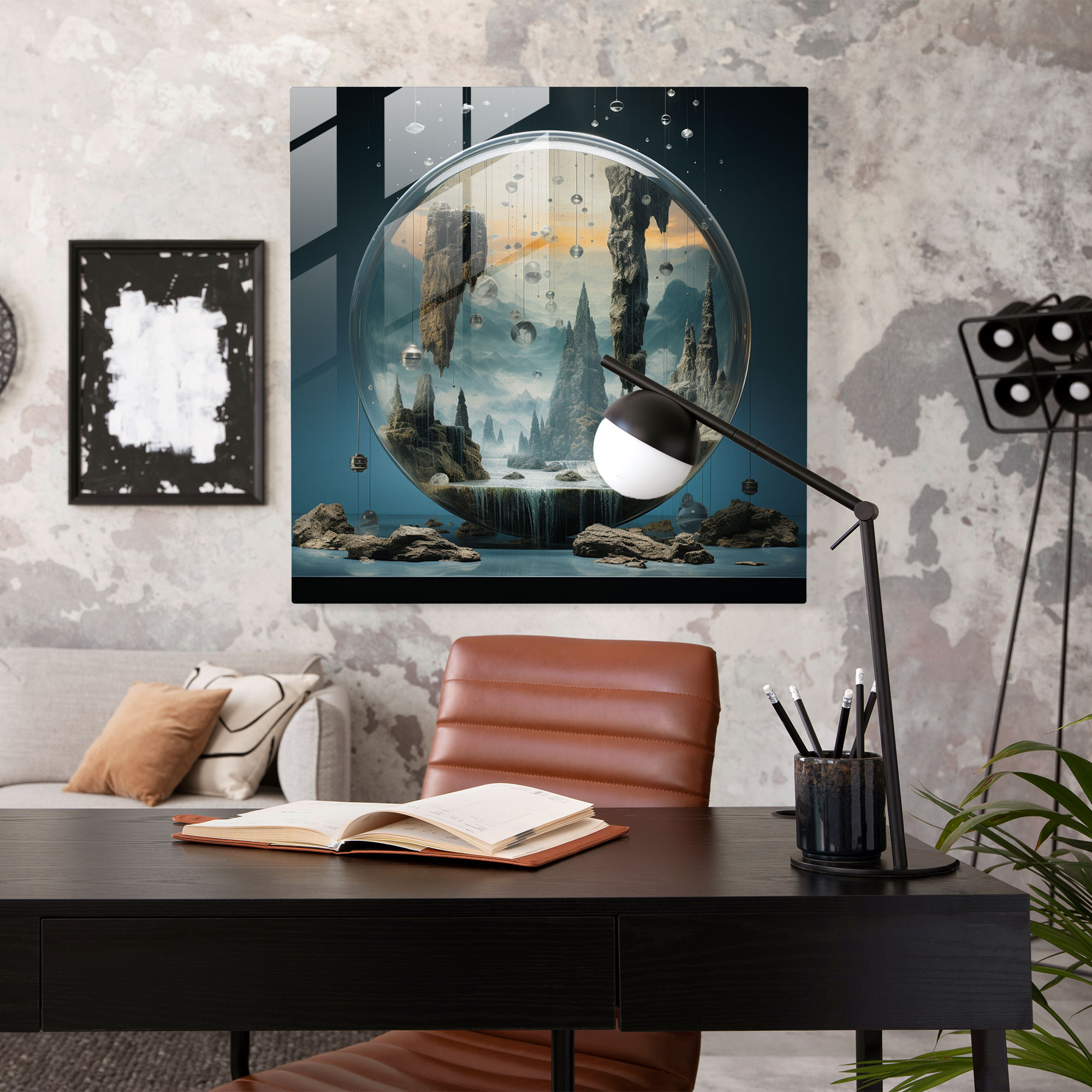 Ebedi Düş Glass Print - Sureal Karışık Medya Sanatı Cam Duvar Sanatı - Modern Sanat
