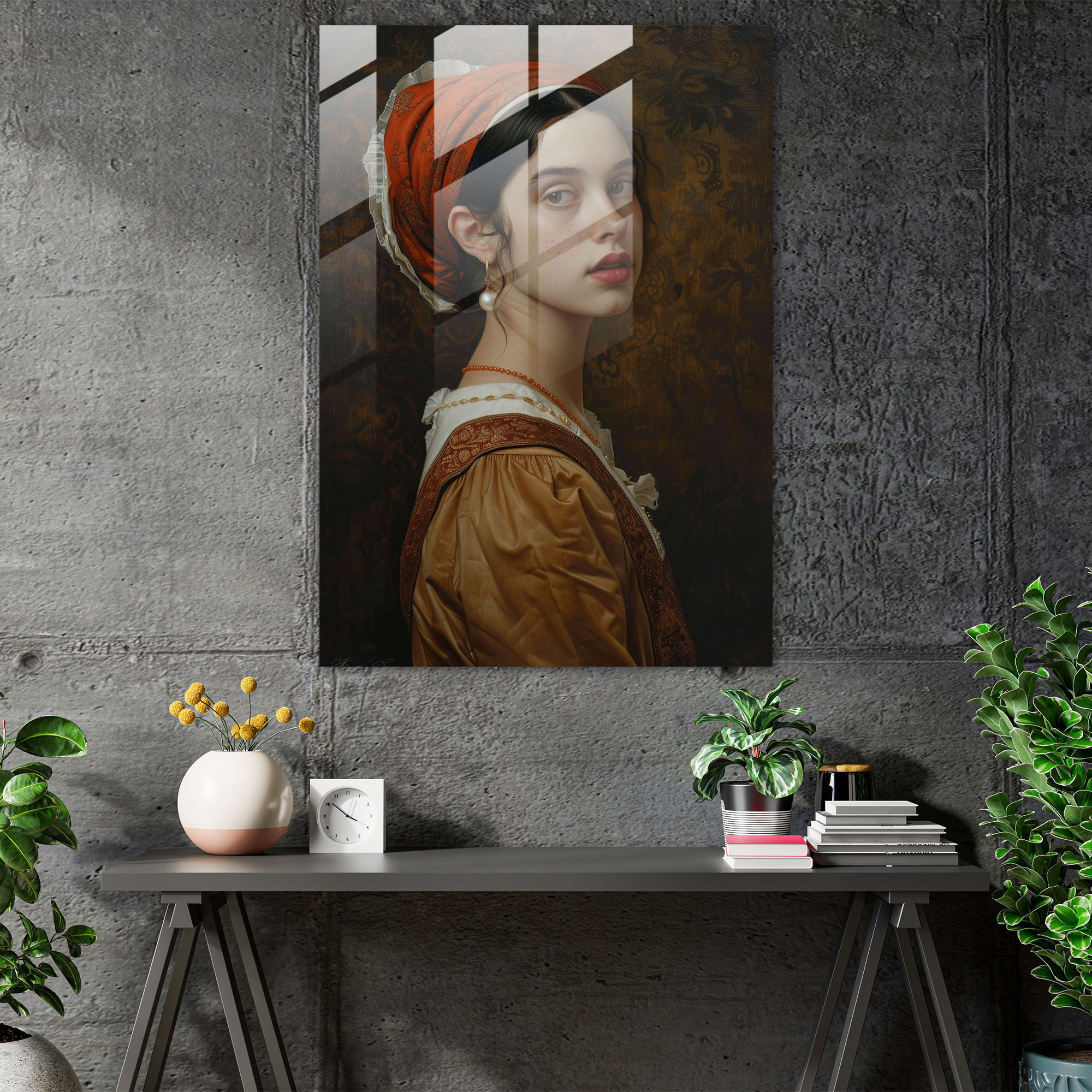 Johannes Vermeer Cam Tablo Sanatı - Ev Dekorasyonu Johannes Vermeer Temalı Cam Tablo