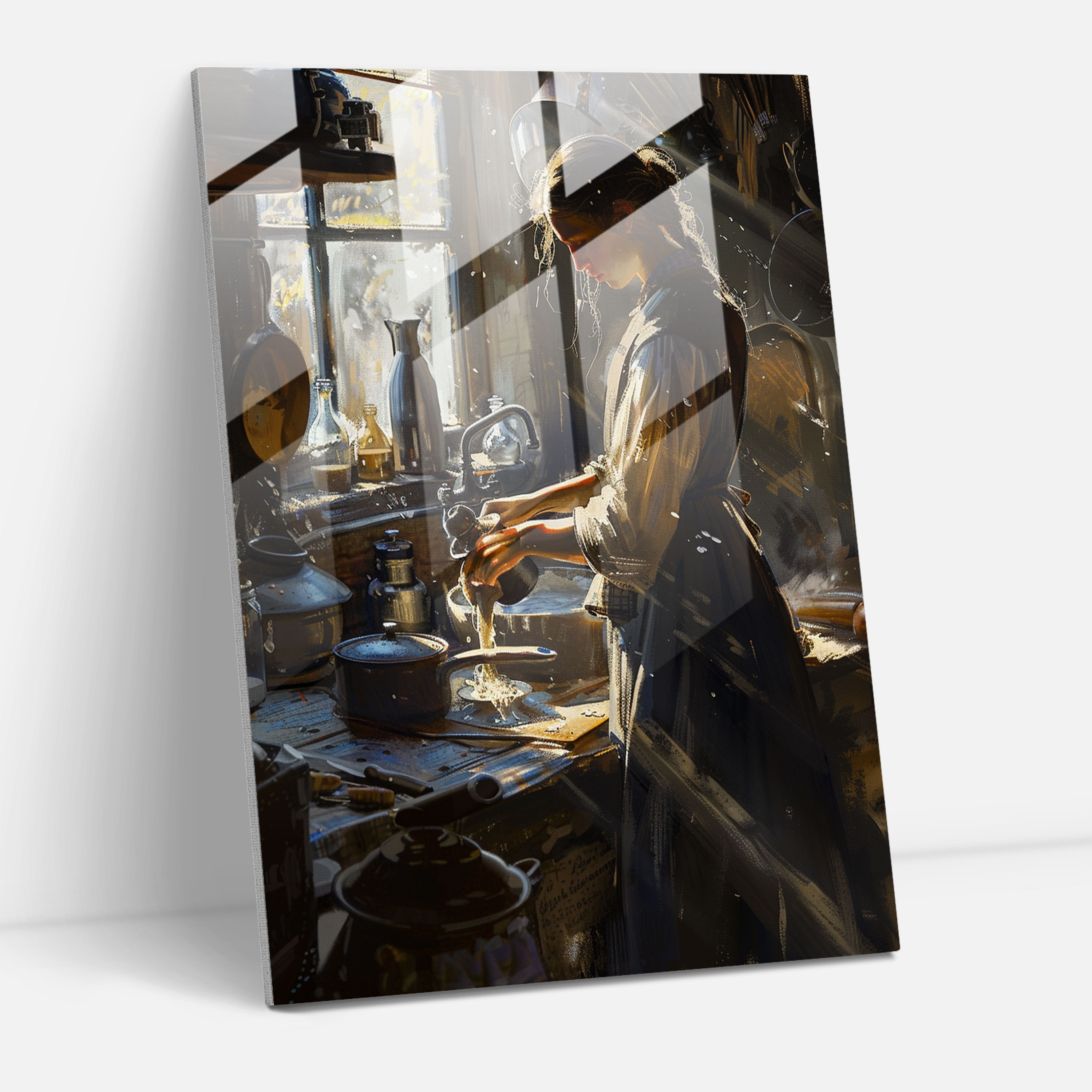Johannes Vermeer Glass Print - Milkmaid In Kitchen - Johannes Vermeer, Johannes Vermeer, Home Decoration, Modern Art