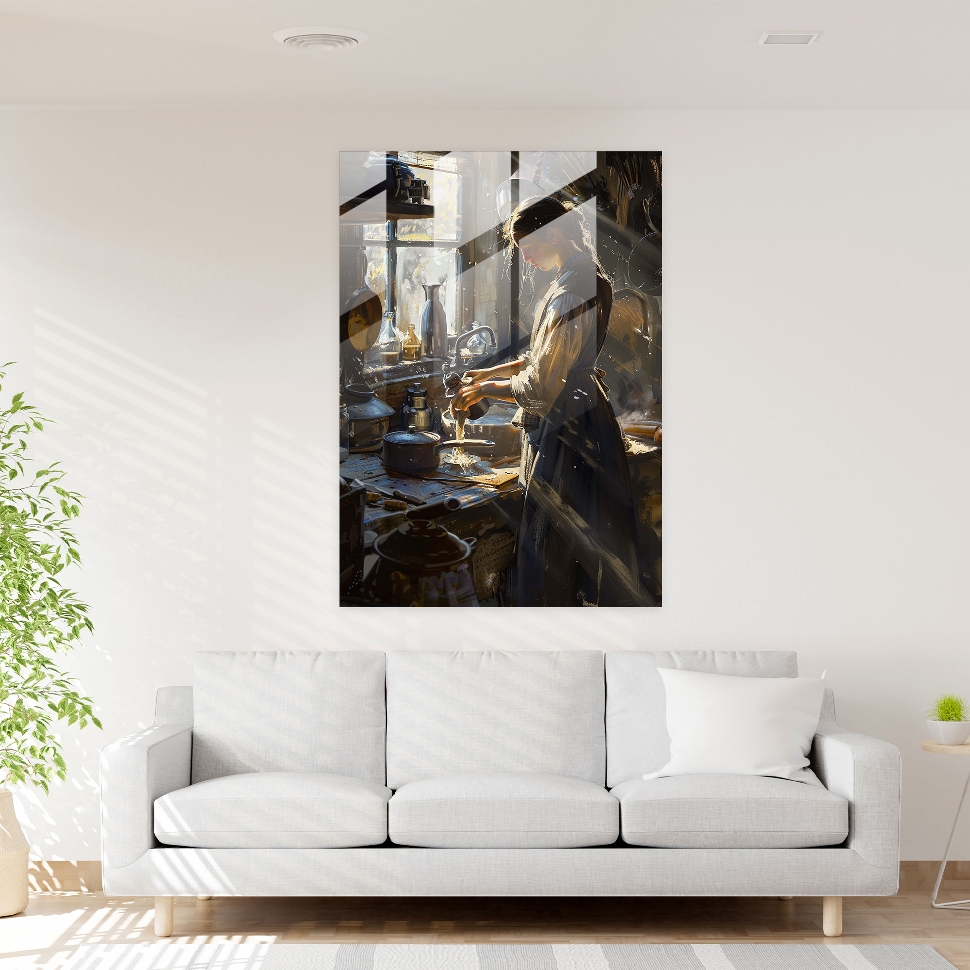 Johannes Vermeer Glass Print - Milkmaid In Kitchen - Johannes Vermeer, Johannes Vermeer, Home Decoration, Modern Art
