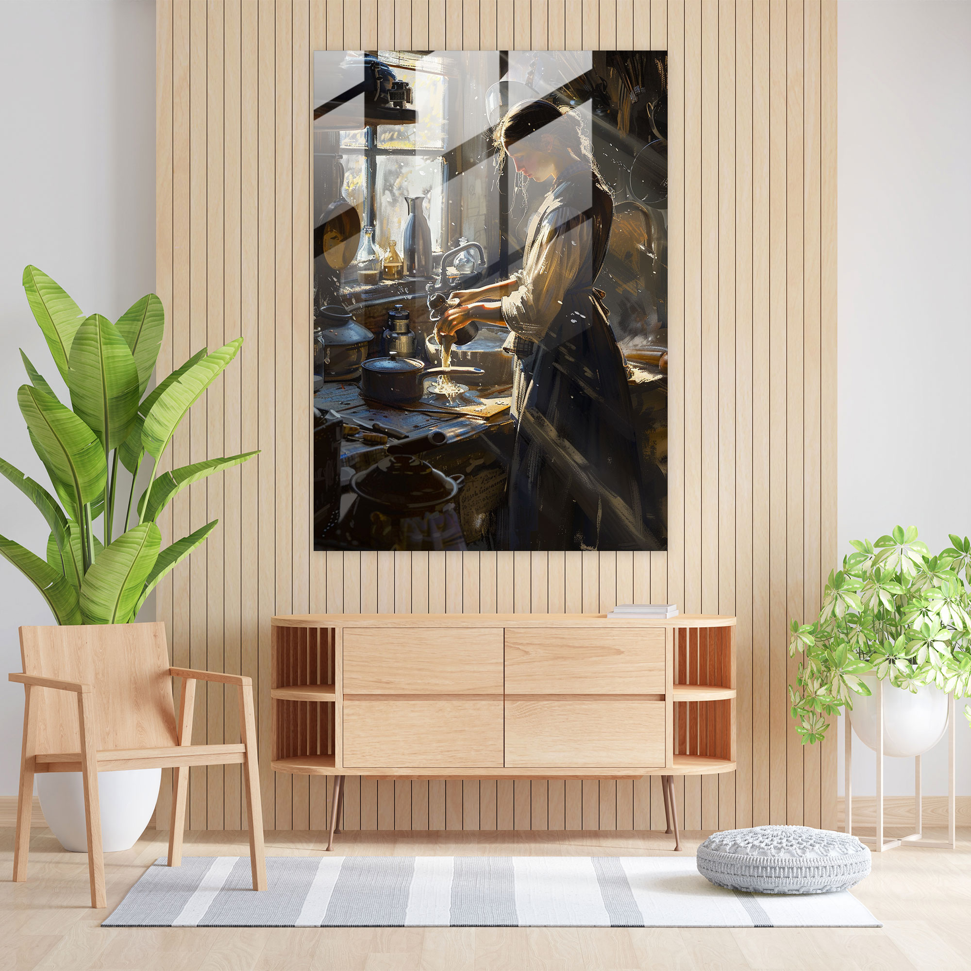Johannes Vermeer Glass Print - Milkmaid In Kitchen - Johannes Vermeer, Johannes Vermeer, Home Decoration, Modern Art