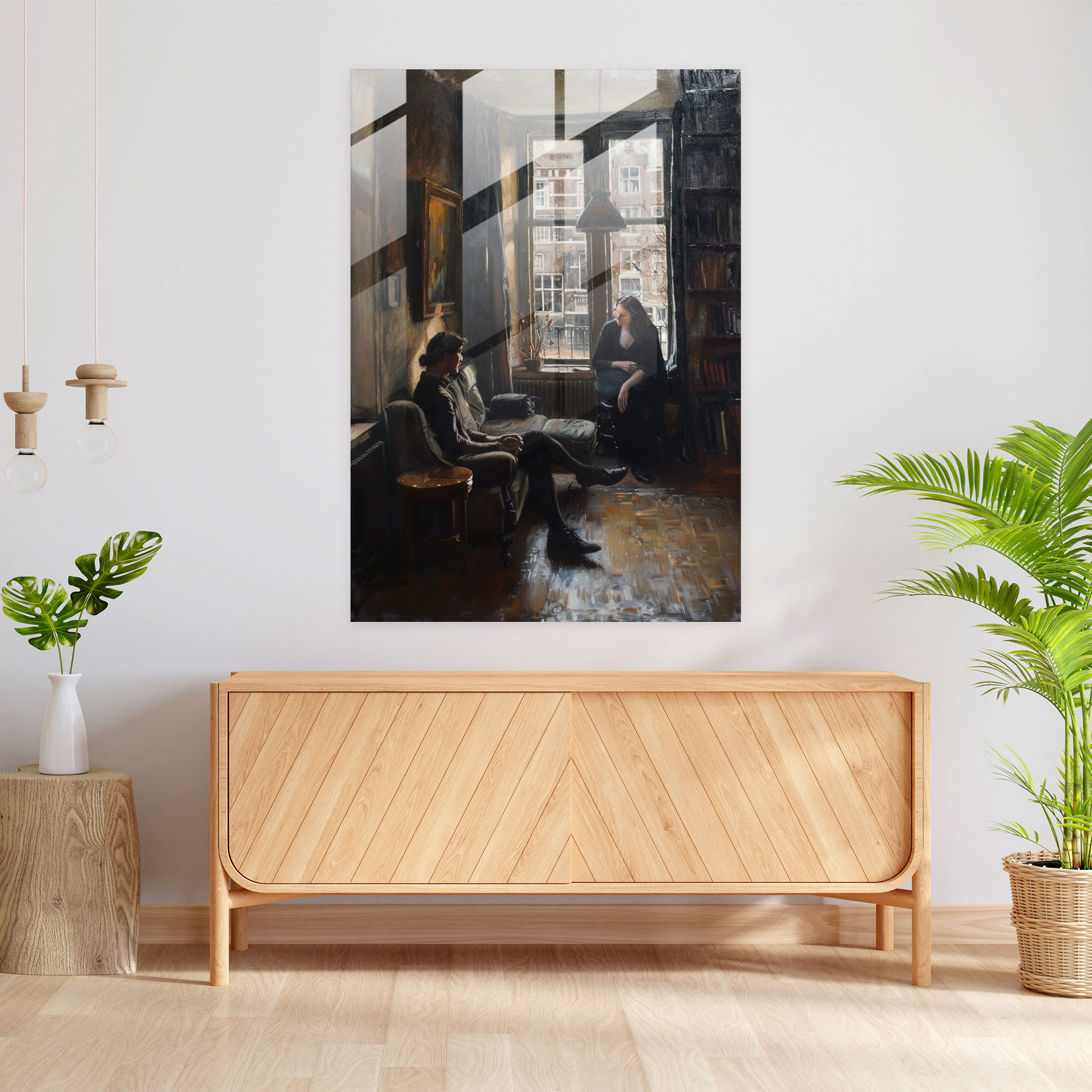 Johannes Vermeer Glass Wall Art - Quiet Moment In Living Room - Johannes Vermeer, Wall Decoration, Home Decoration, Glass Wall Art