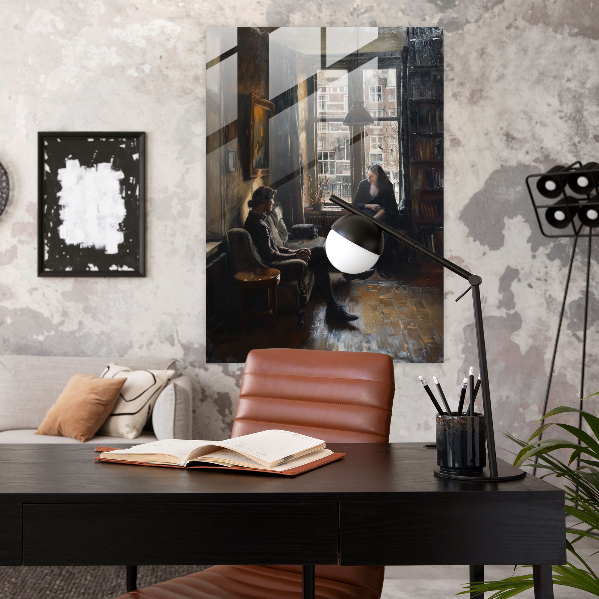 Johannes Vermeer Glass Wall Art - Quiet Moment In Living Room - Johannes Vermeer, Wall Decoration, Home Decoration, Glass Wall Art