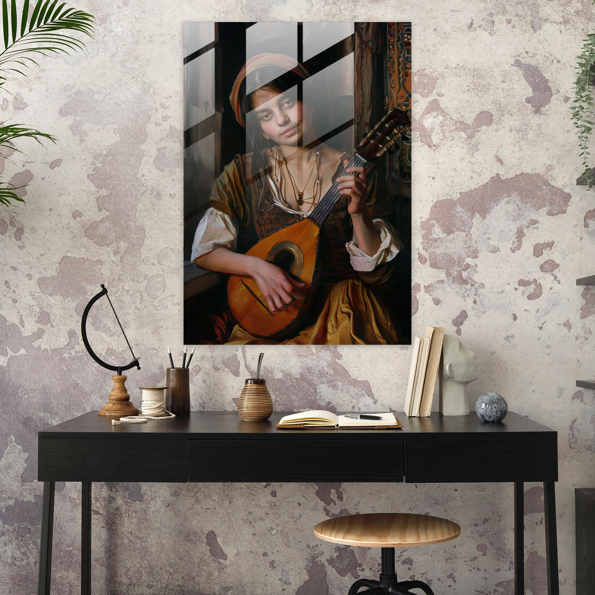 Johannes Vermeer Glass Print - Woman With Musical Instrument - Johannes Vermeer, Glass Print, Home Decoration, Modern Art