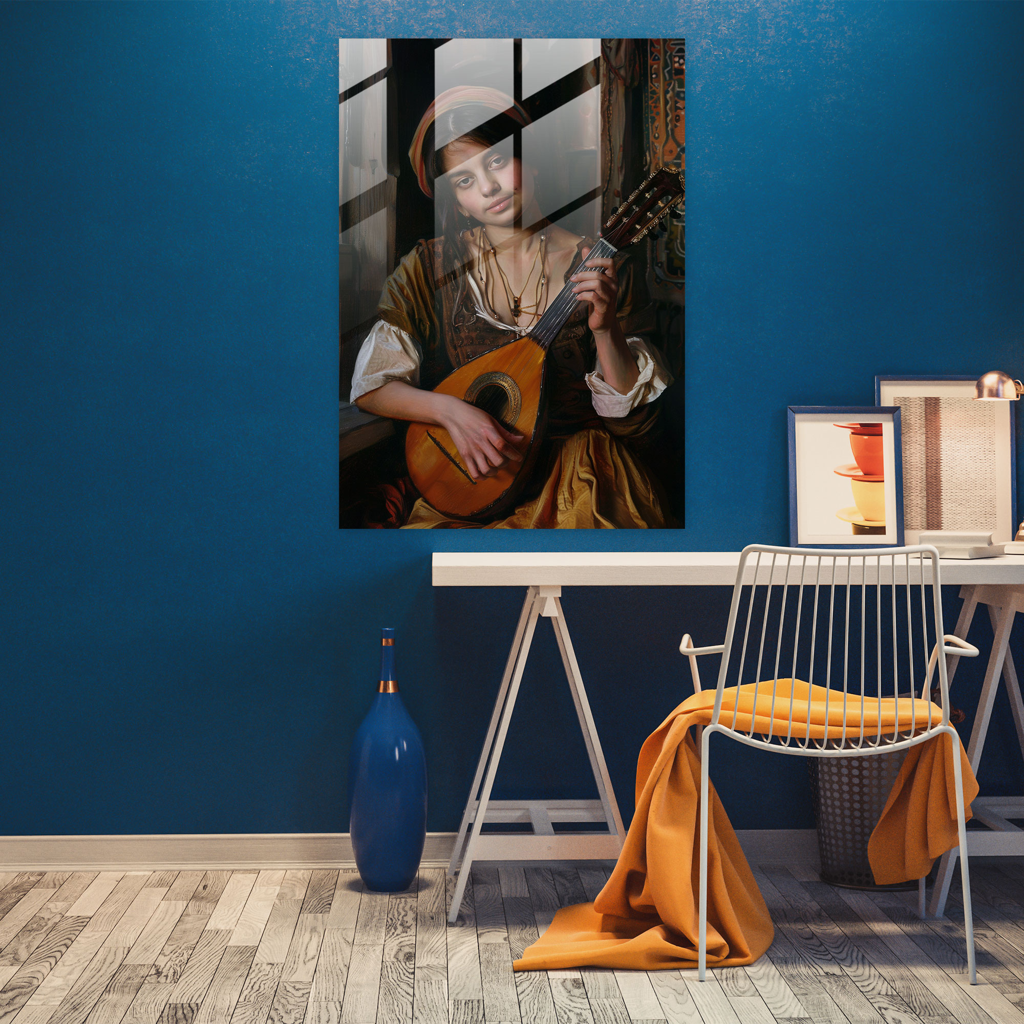 Johannes Vermeer Glass Print - Woman With Musical Instrument - Johannes Vermeer, Glass Print, Home Decoration, Modern Art