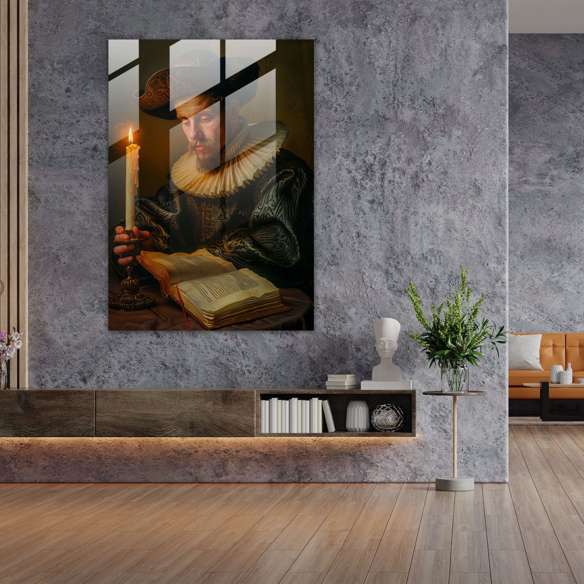 Johannes Vermeer Glass Wall Art - Gentleman Reading By Candlelight - Johannes Vermeer, Home Decoration, Glass Art, Johannes Vermeer