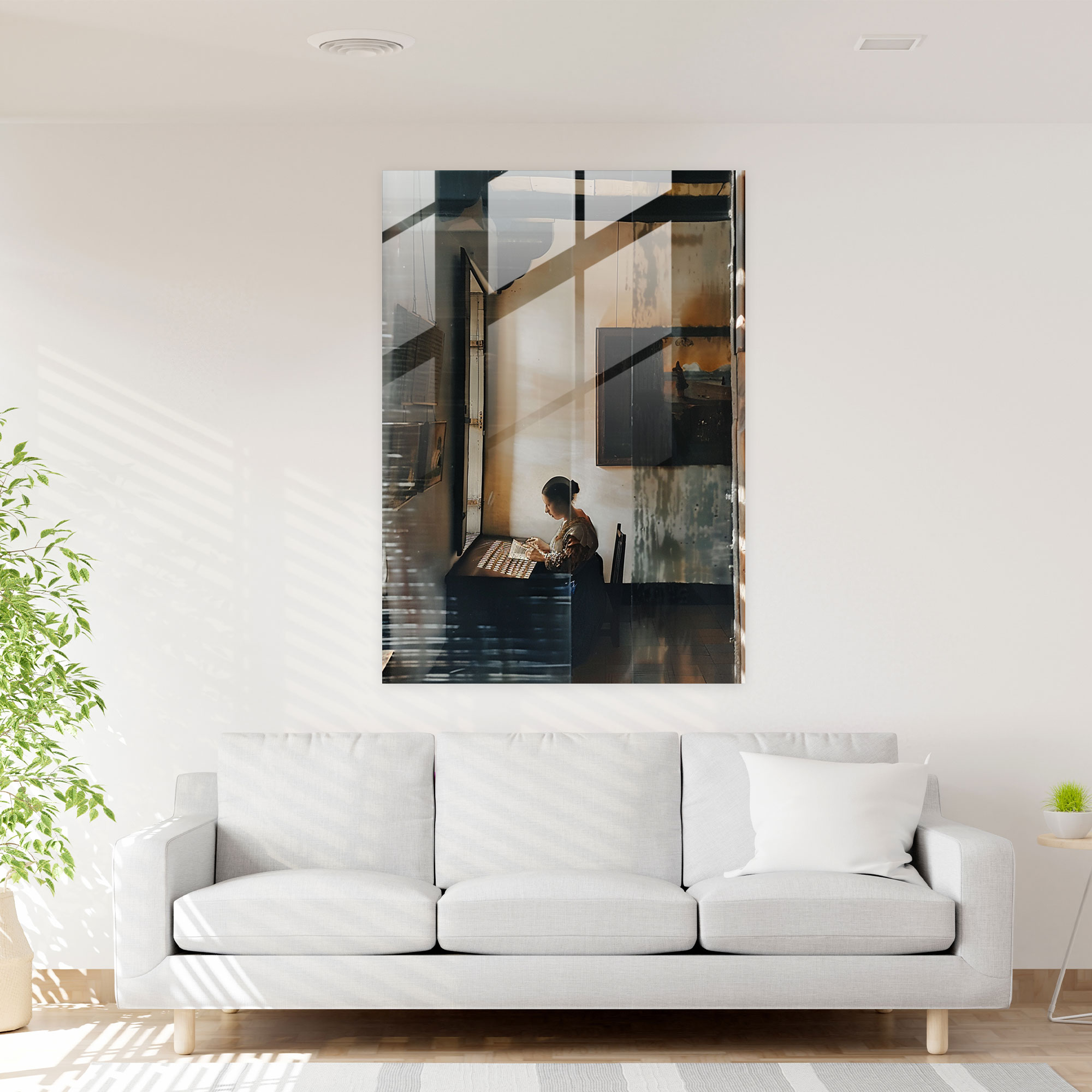Johannes Vermeer Glass Print - Woman Reading A Letter - Johannes Vermeer, Wall Decoration, Johannes Vermeer, Home Decoration