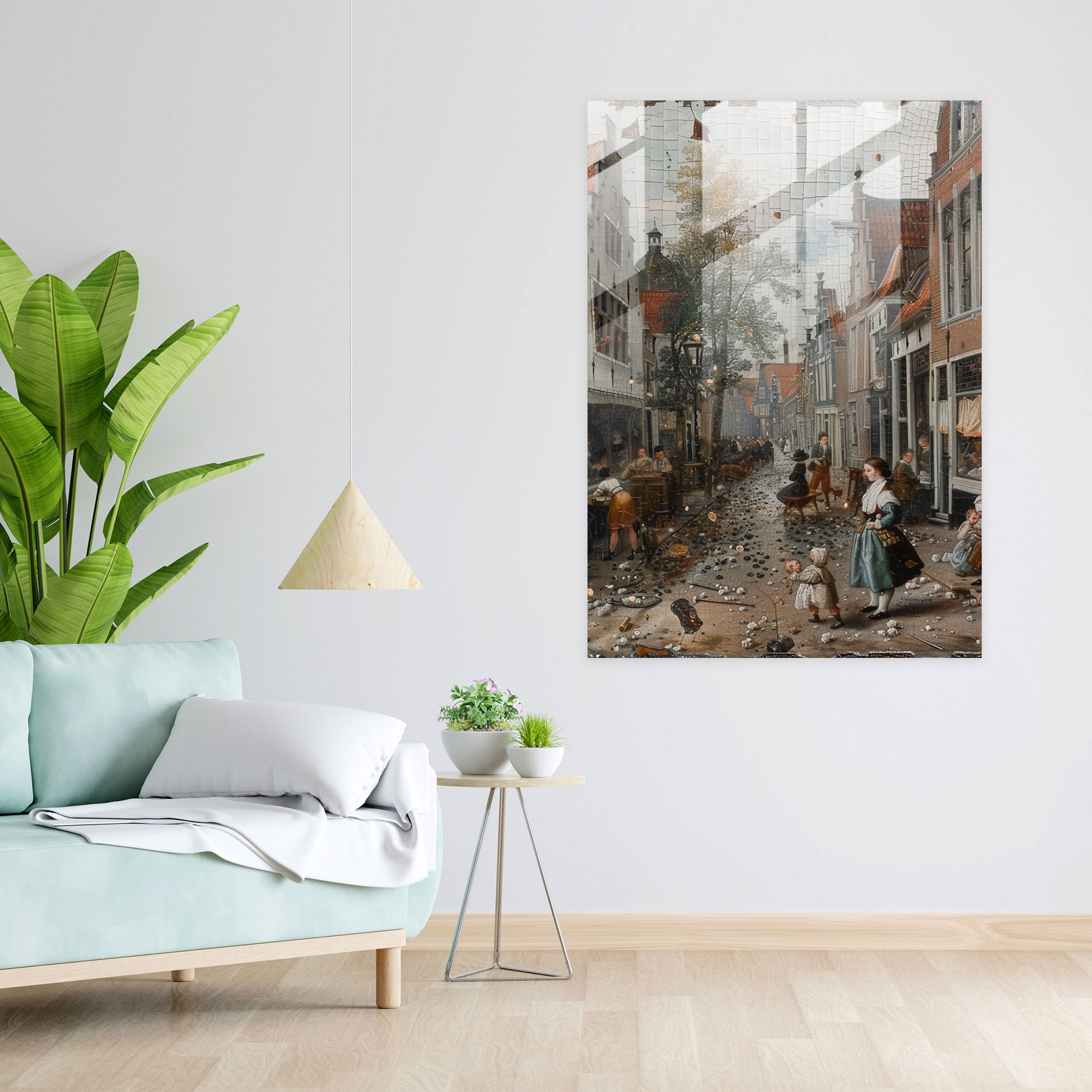 Johannes Vermeer Glass Art - Dynamic Street Scene - Johannes Vermeer, Modern Art, Glass Art, Johannes Vermeer