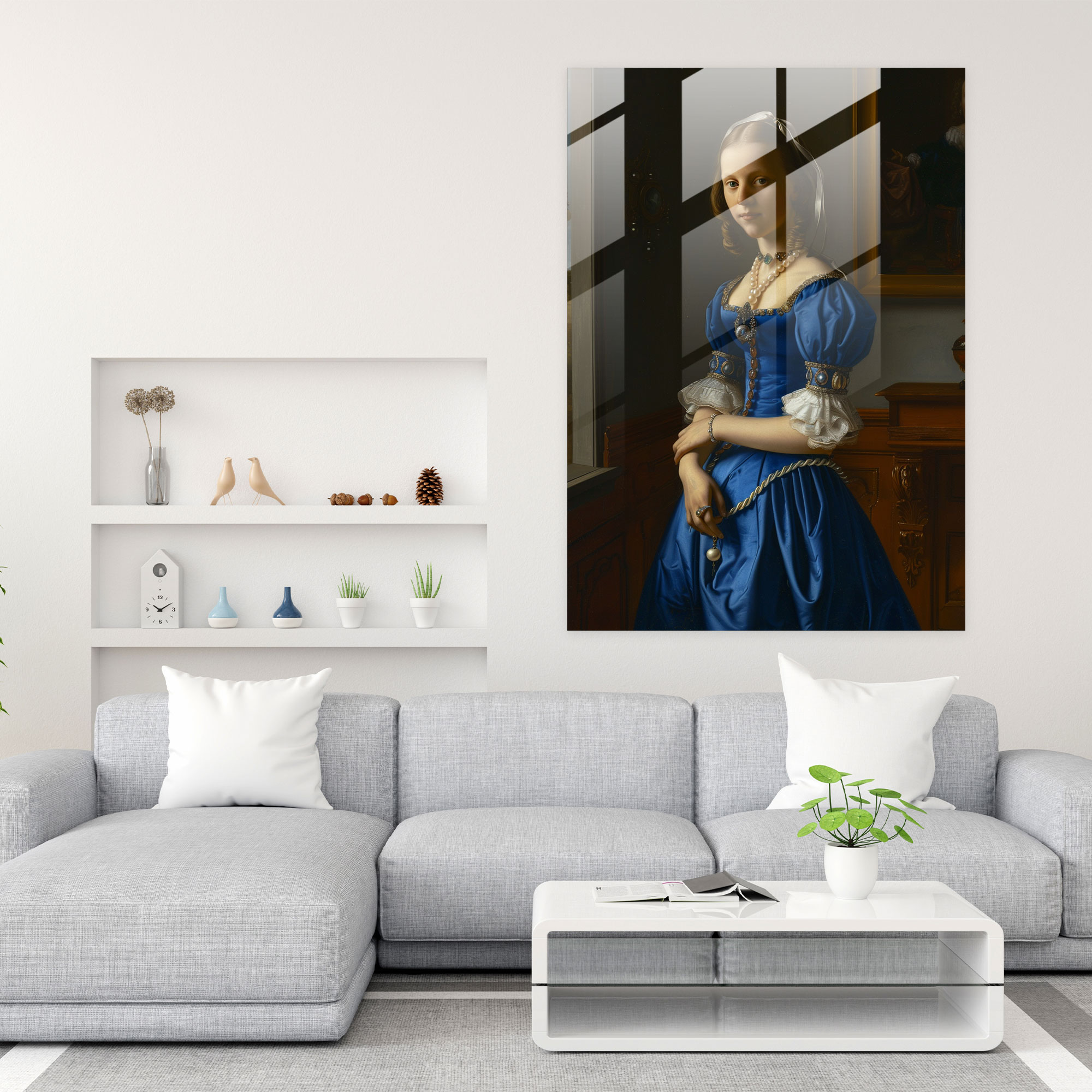 Johannes Vermeer Glass Print - Portrait Of A Young Woman - Johannes Vermeer, Johannes Vermeer, Glass Art, Glass Wall Art