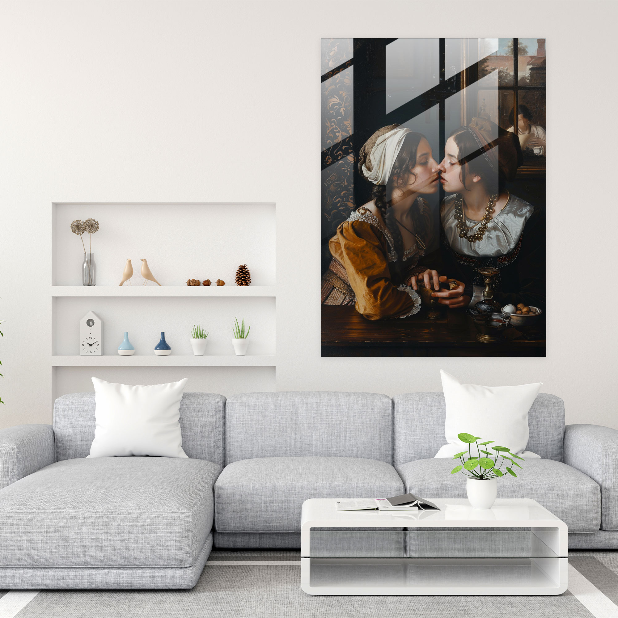 Johannes Vermeer Glass Print - Intimate Scene - Johannes Vermeer, Glass Art, Glass Print, Glass Wall Art