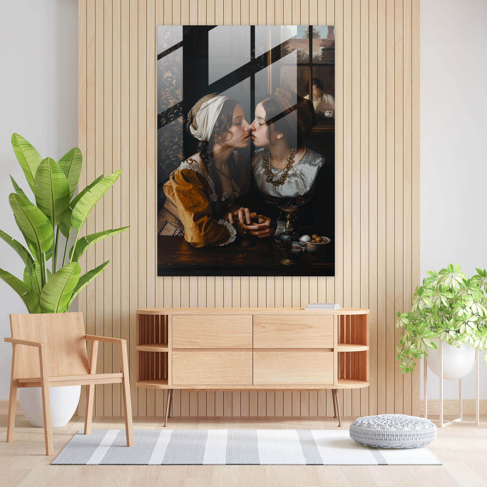 Johannes Vermeer Glass Print - Intimate Scene - Johannes Vermeer, Glass Art, Glass Print, Glass Wall Art