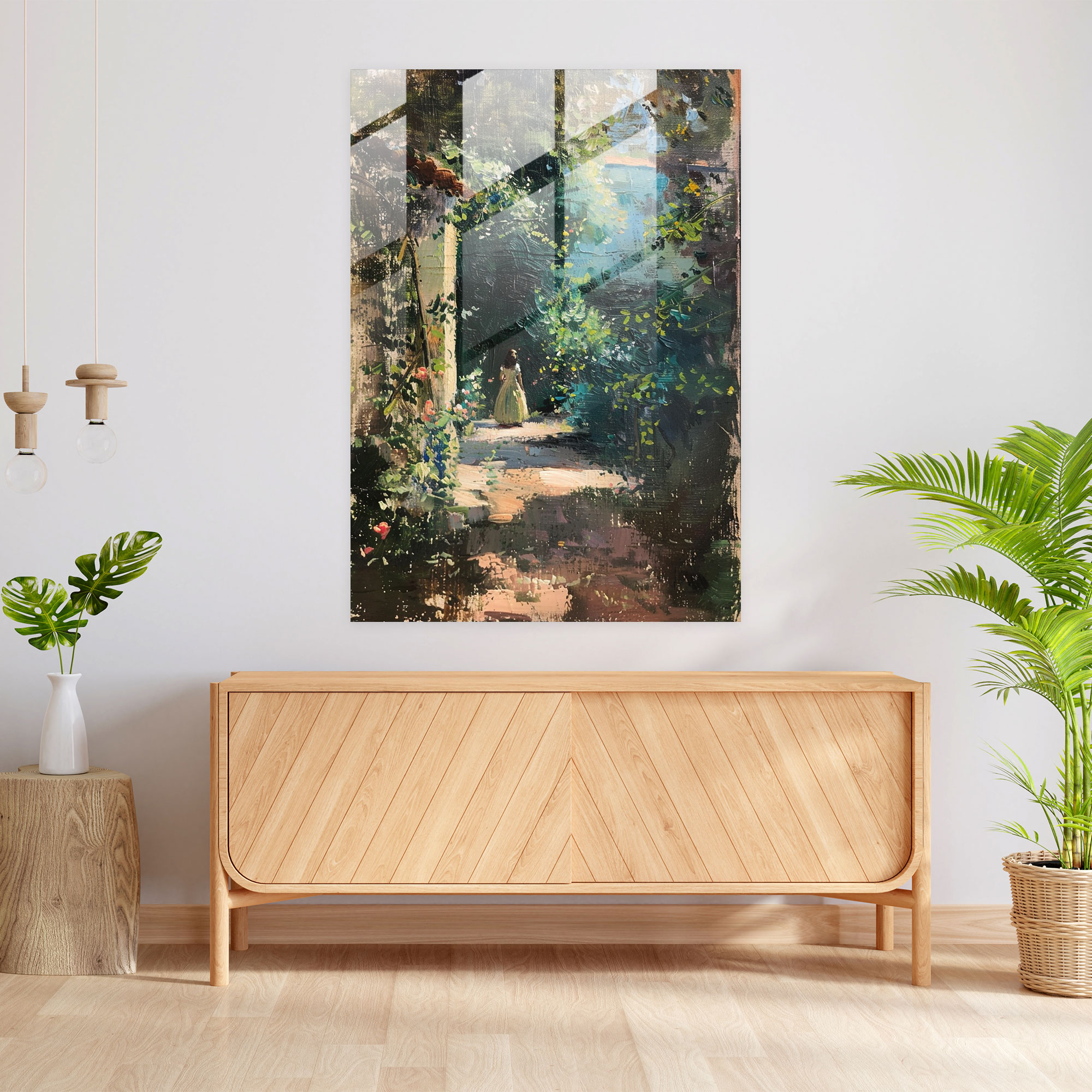 Johannes Vermeer Glass Print - Charming Garden Scene - Johannes Vermeer, Glass Print, Modern Art, Wall Decoration