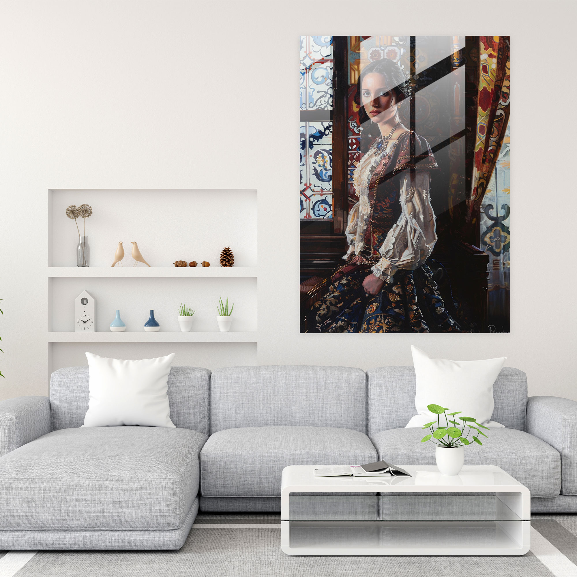 Johannes Vermeer Glass Print - Graceful Figure - Johannes Vermeer, Home Decoration, Glass Print, Modern Art