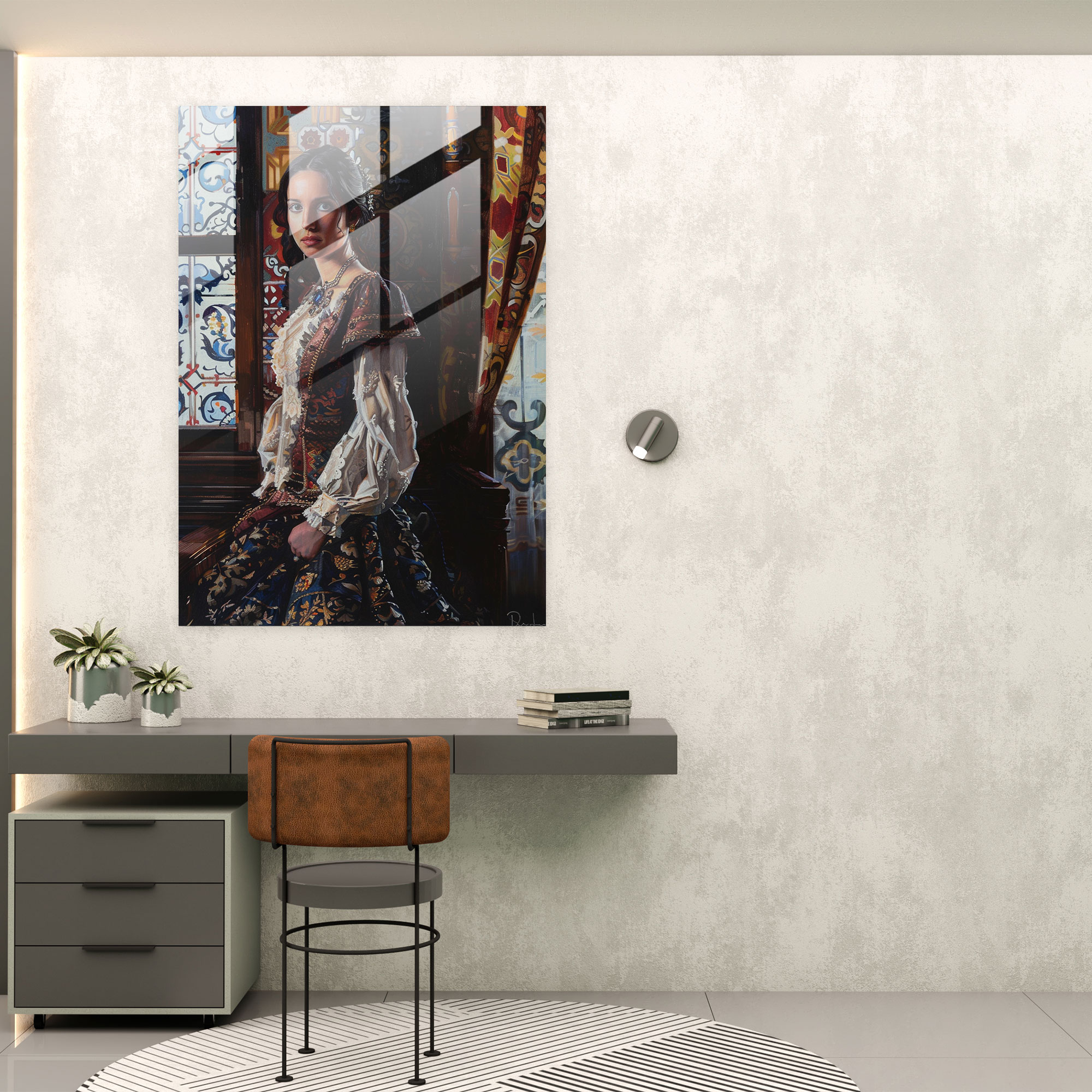 Johannes Vermeer Glass Print - Graceful Figure - Johannes Vermeer, Home Decoration, Glass Print, Modern Art
