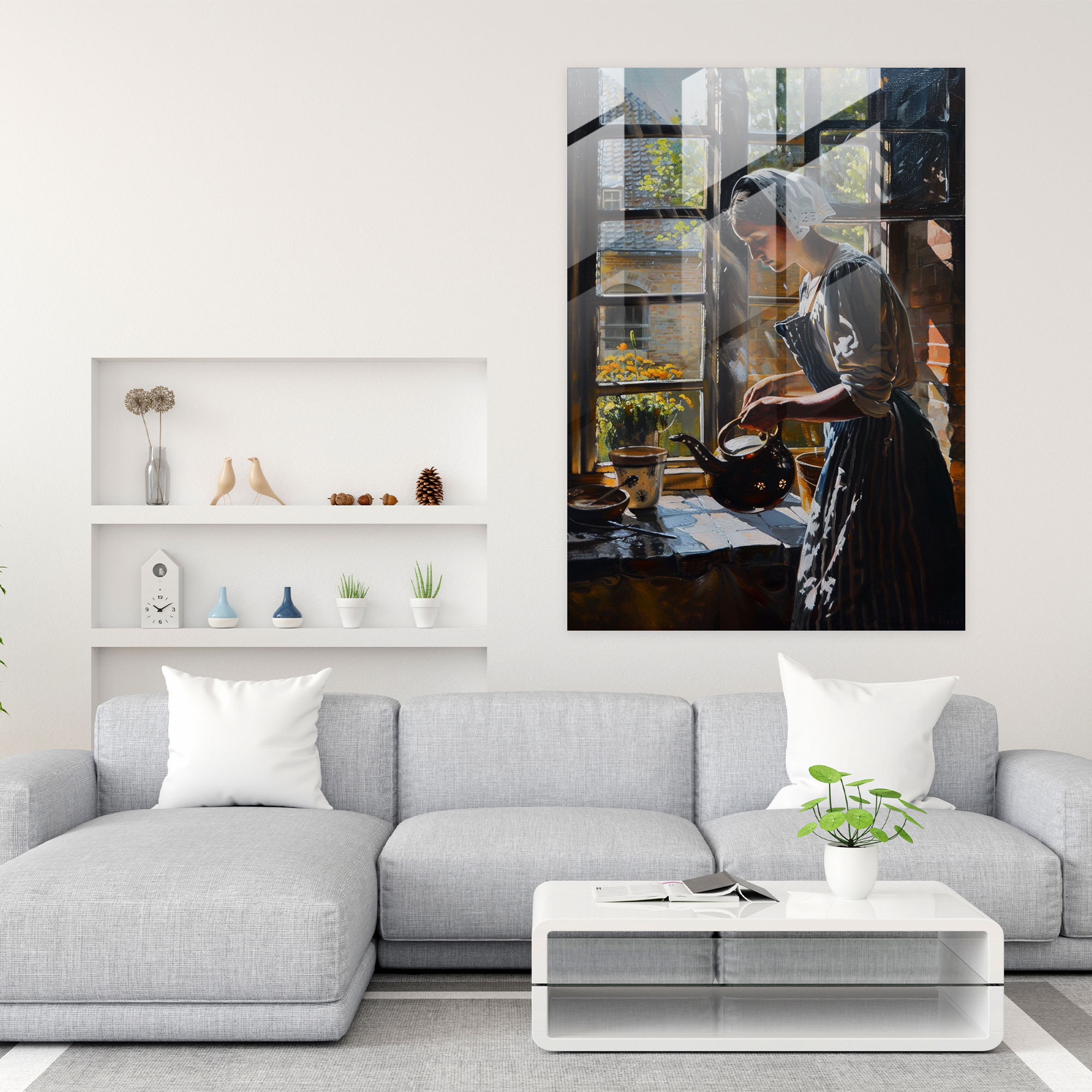 Johannes Vermeer Glass Print - Young Maid Pouring Milk - Johannes Vermeer, Modern Art, Glass Print, Glass Art