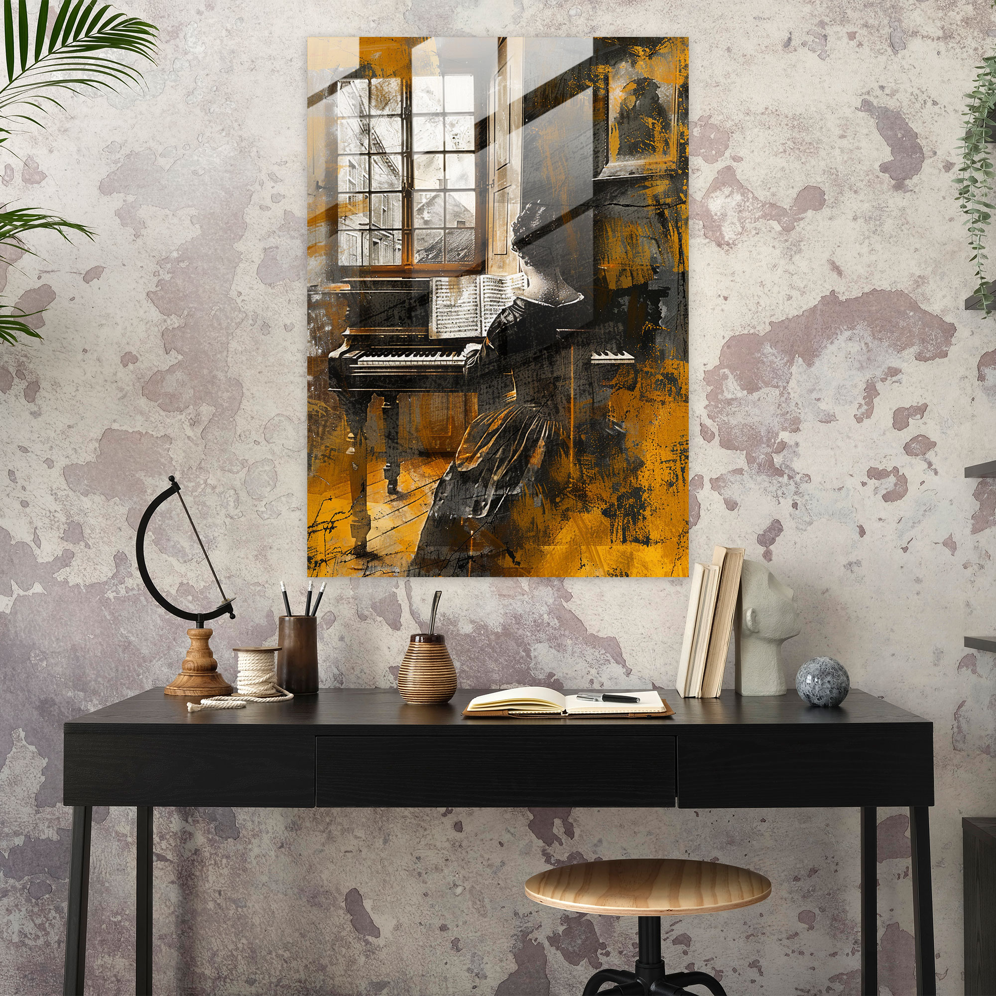 Johannes Vermeer Glass Print - Woman At Harpsichord - Johannes Vermeer, Glass Print, Glass Wall Art, Glass Art