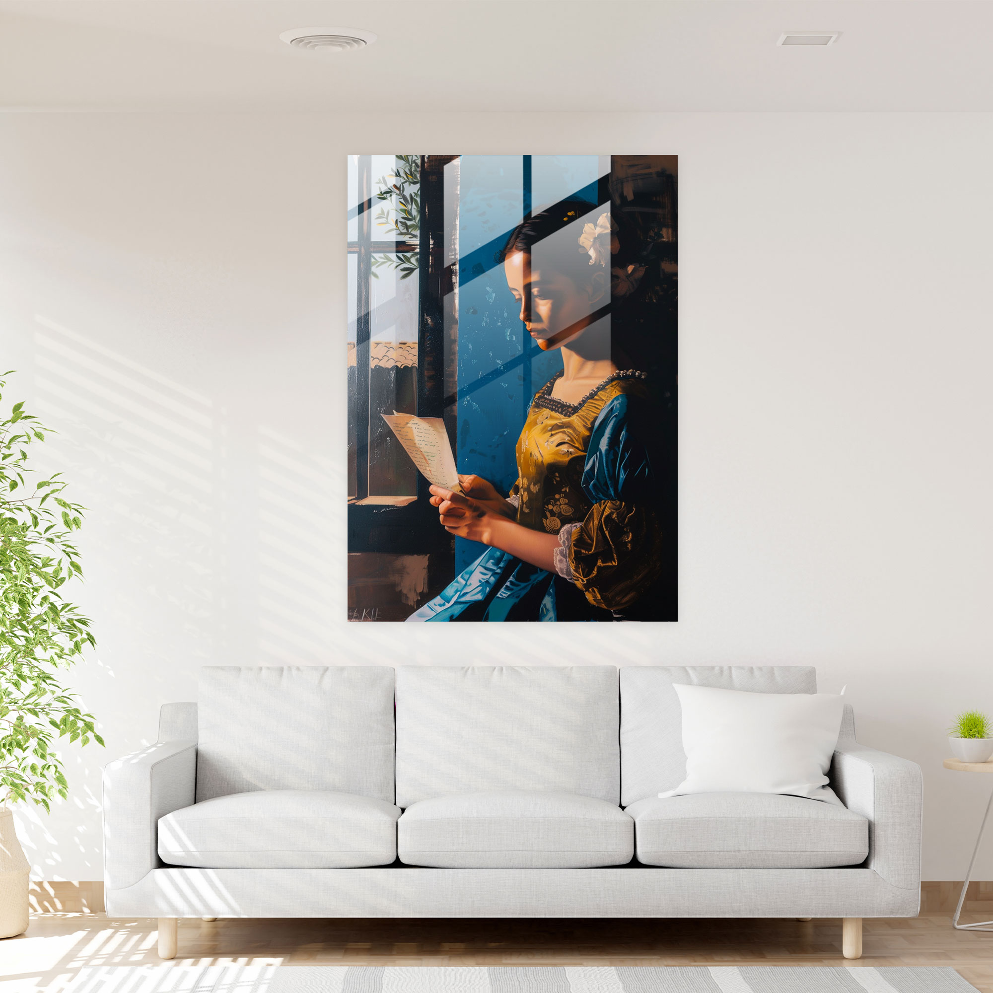 Johannes Vermeer Glass Wall Art - Woman Reading A Letter Glass Print - Johannes Vermeer, Modern Art, Glass Art, Johannes Vermeer