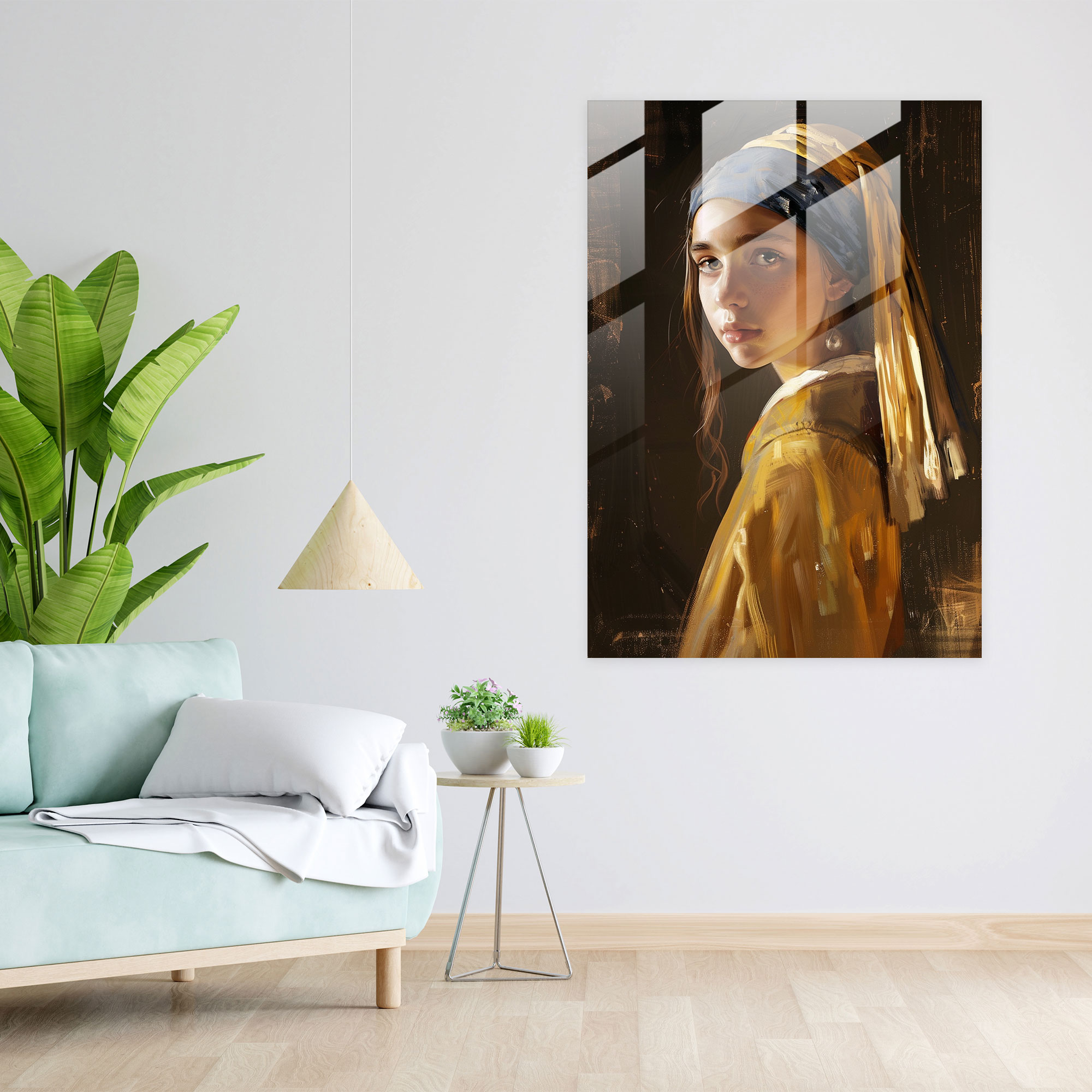 Johannes Vermeer Cam Tablo - İnci Küpeli Kız Cam Duvar Sanatı - Johannes Vermeer Cam Sanatı Cam Tablo Modern Sanat