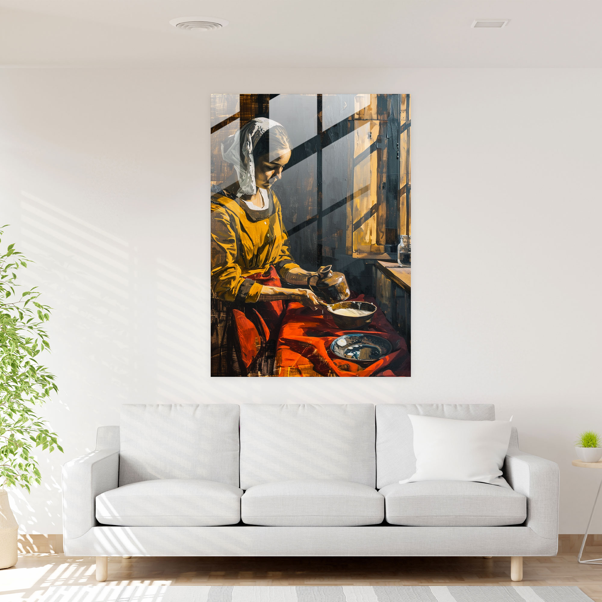 Johannes Vermeer Home Decoration - Woman Pouring Milk Glass Print - Johannes Vermeer, Glass Print, Johannes Vermeer, Glass Wall Art