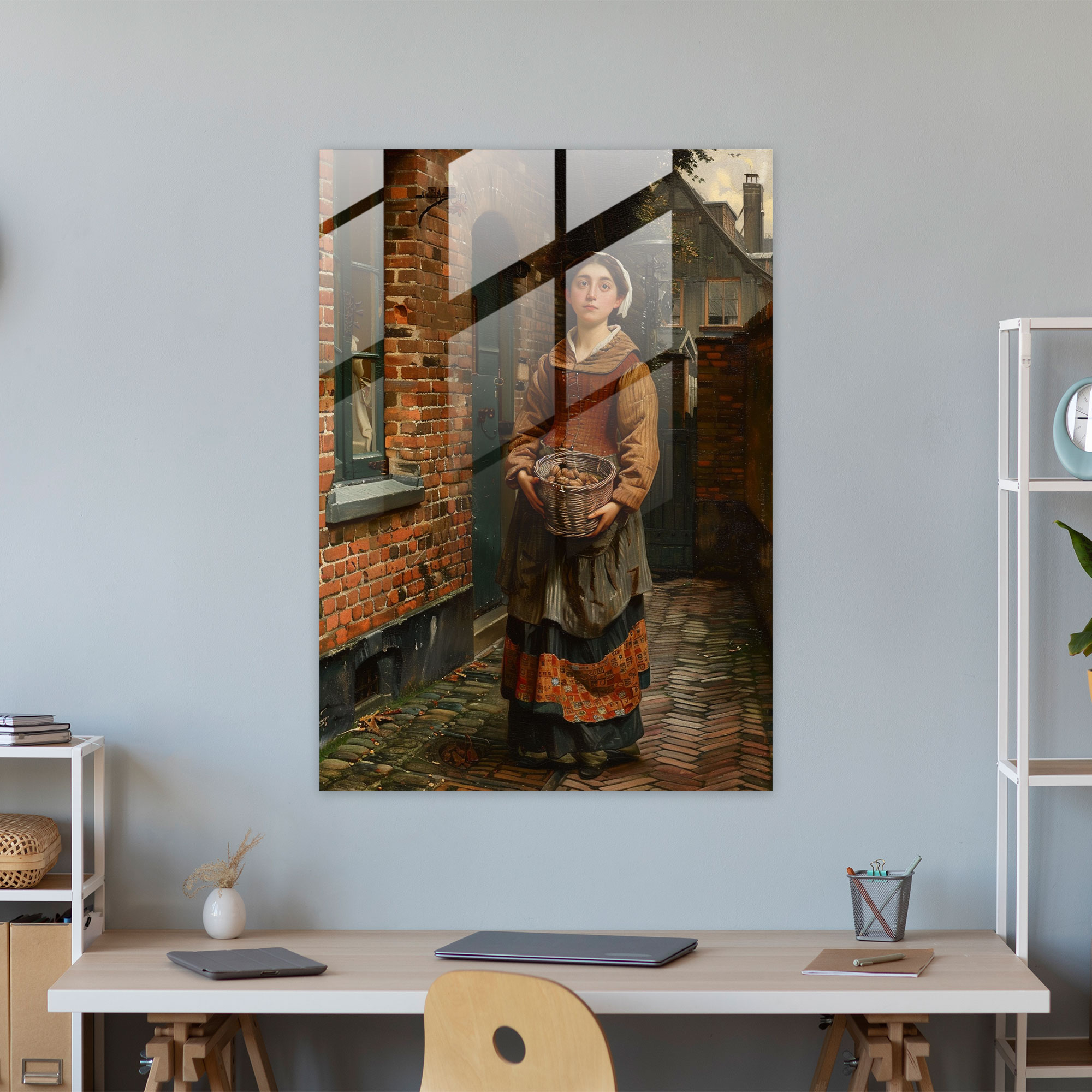 Johannes Vermeer Cam Tablo - Sokak Manzarası Cam Tablosu - Ev Dekorasyonu
