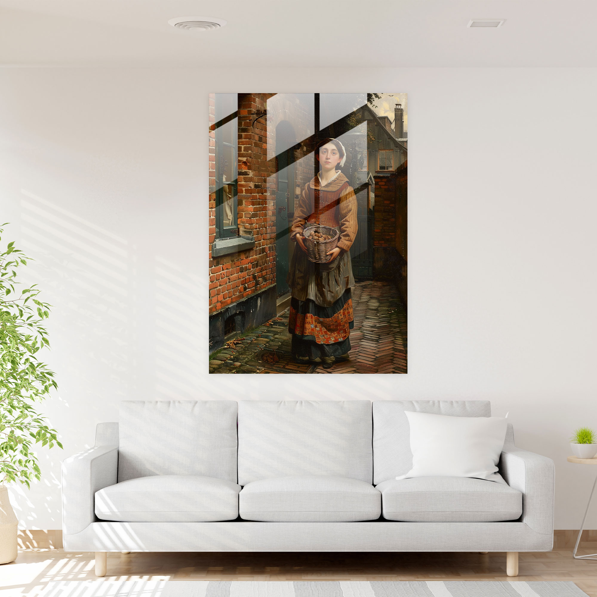 Johannes Vermeer Cam Tablo - Sokak Manzarası Cam Tablosu - Ev Dekorasyonu