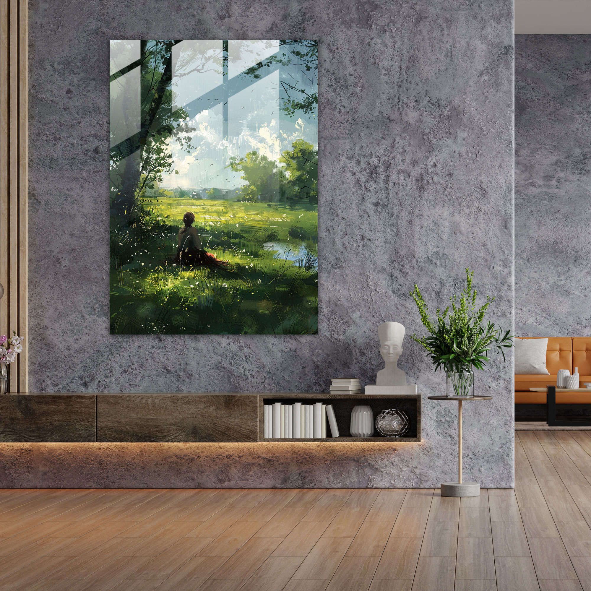 Johannes Vermeer Modern Sanat - Kırsal Düşünceler Cam Tablosu - Johannes Vermeer Cam Sanatı Cam Tablo Cam Duvar Sanatı
