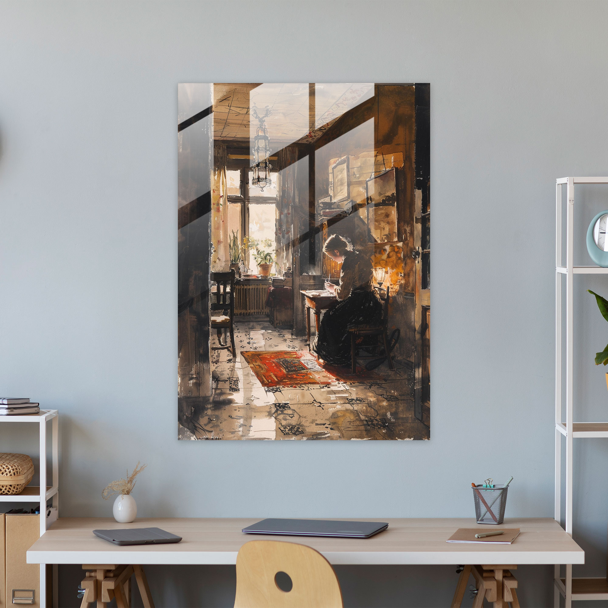 Johannes Vermeer Glass Print - Cozy Interior Glass Wall Art - Johannes Vermeer, Modern Art, Glass Wall Art, Johannes Vermeer