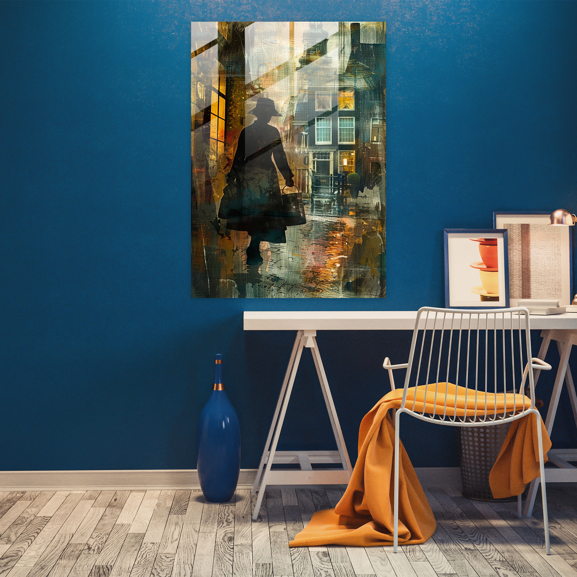 Johannes Vermeer Cam Tablo - Sokak Kavanoz Cam Tablo - Modern Sanat Cam Duvar Sanatı