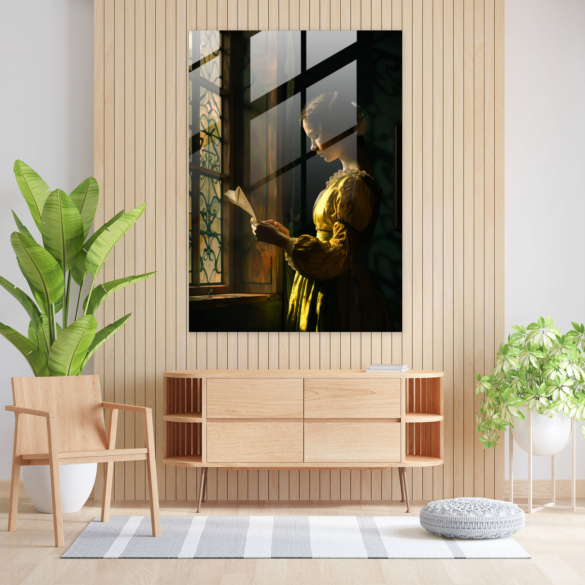 Johannes Vermeer Glass Print - Lady Reading A Letter - Johannes Vermeer, Home Decoration, Johannes Vermeer, Glass Print
