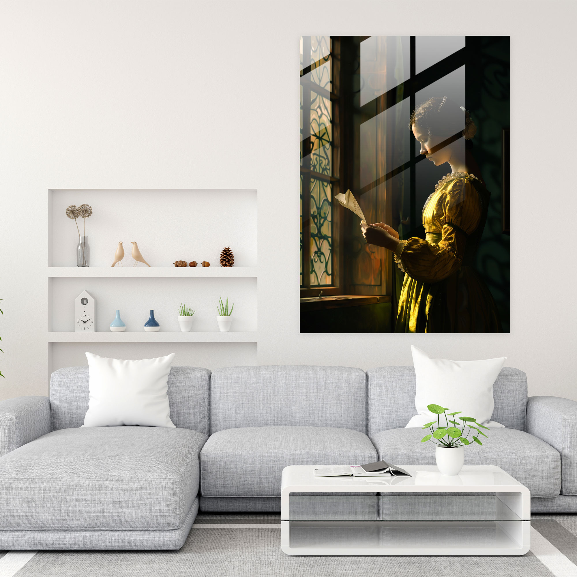 Johannes Vermeer Glass Print - Lady Reading A Letter - Johannes Vermeer, Home Decoration, Johannes Vermeer, Glass Print