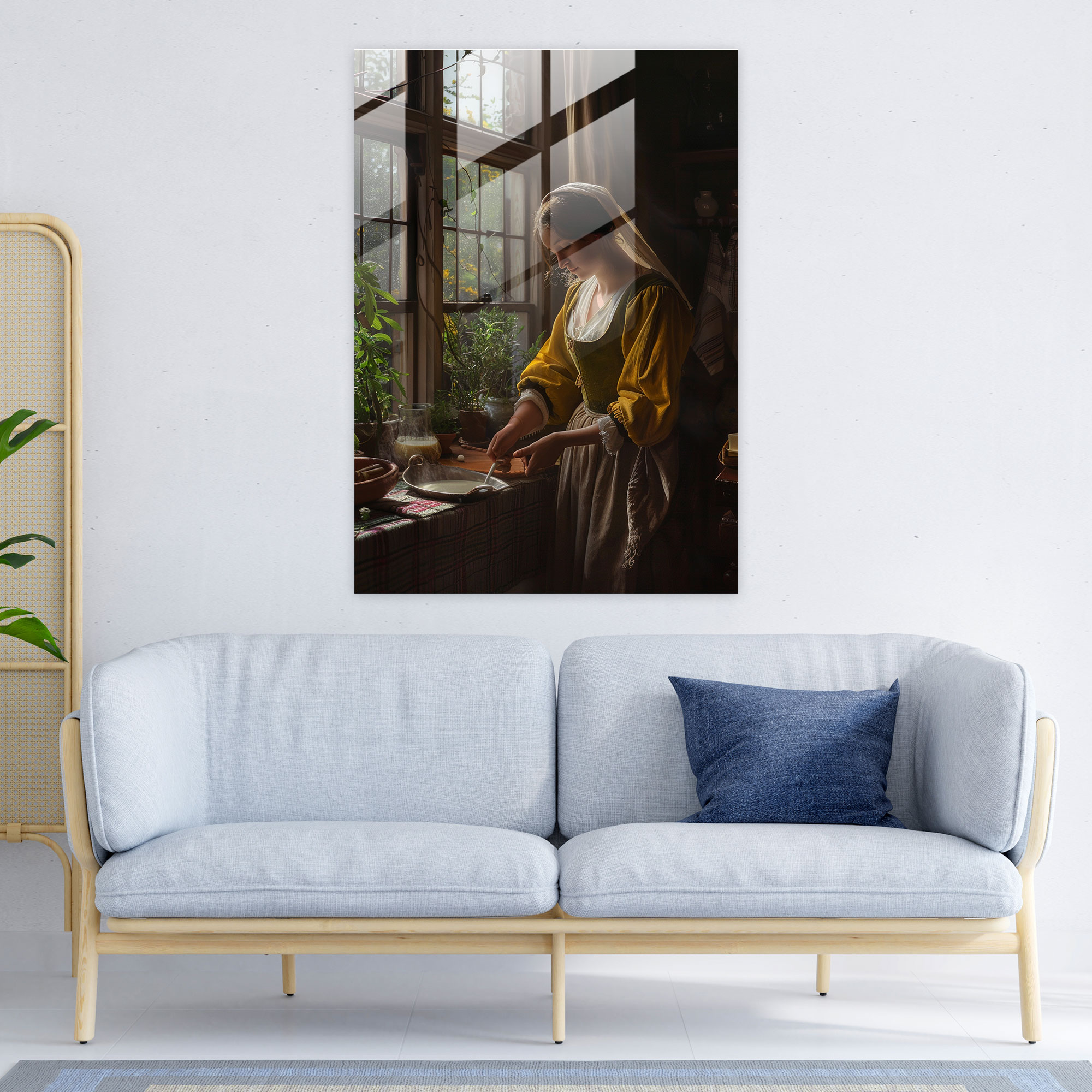 Johannes Vermeer Glass Wall Art - Woman Pouring Milk - Johannes Vermeer, Wall Decoration, Glass Print, Modern Art