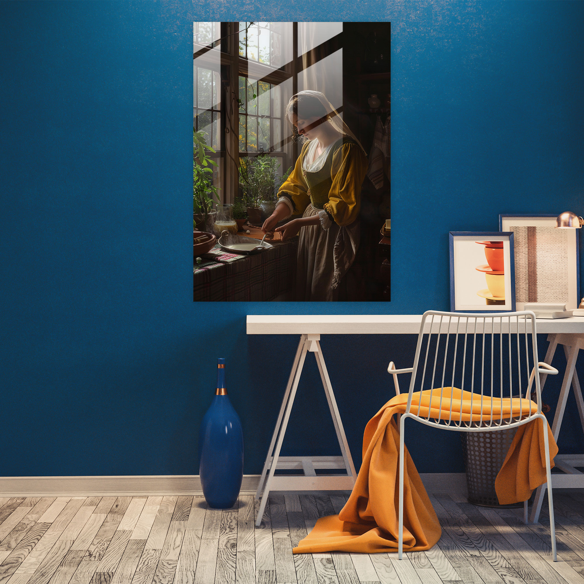 Johannes Vermeer Glass Wall Art - Woman Pouring Milk - Johannes Vermeer, Wall Decoration, Glass Print, Modern Art