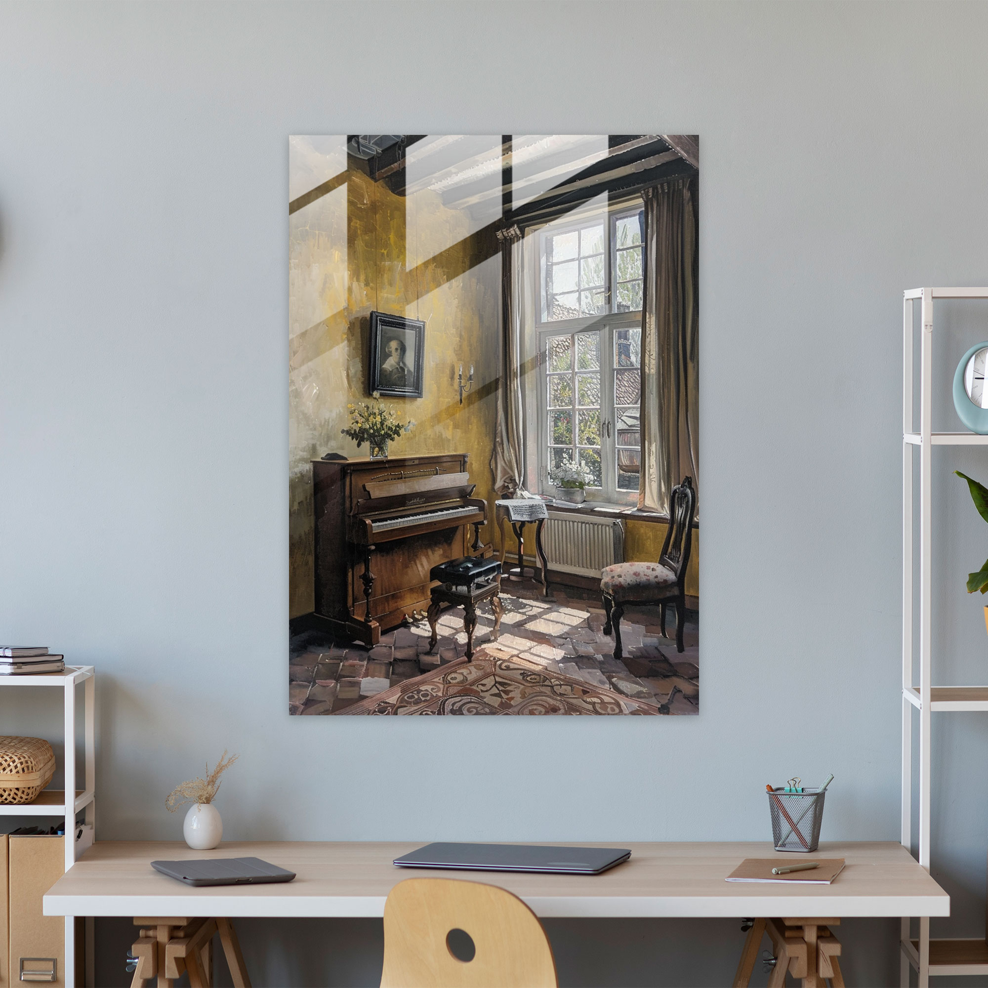 Johannes Vermeer Wall Decoration - Woman At A Harpsichord - Johannes Vermeer, Home Decoration, Johannes Vermeer, Glass Wall Art