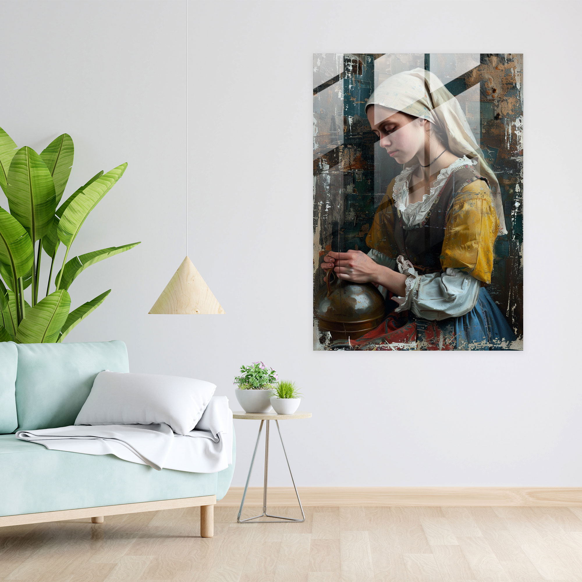 Johannes Vermeer Modern Art - Woman With A Water Jug - Johannes Vermeer, Glass Print, Home Decoration, Johannes Vermeer