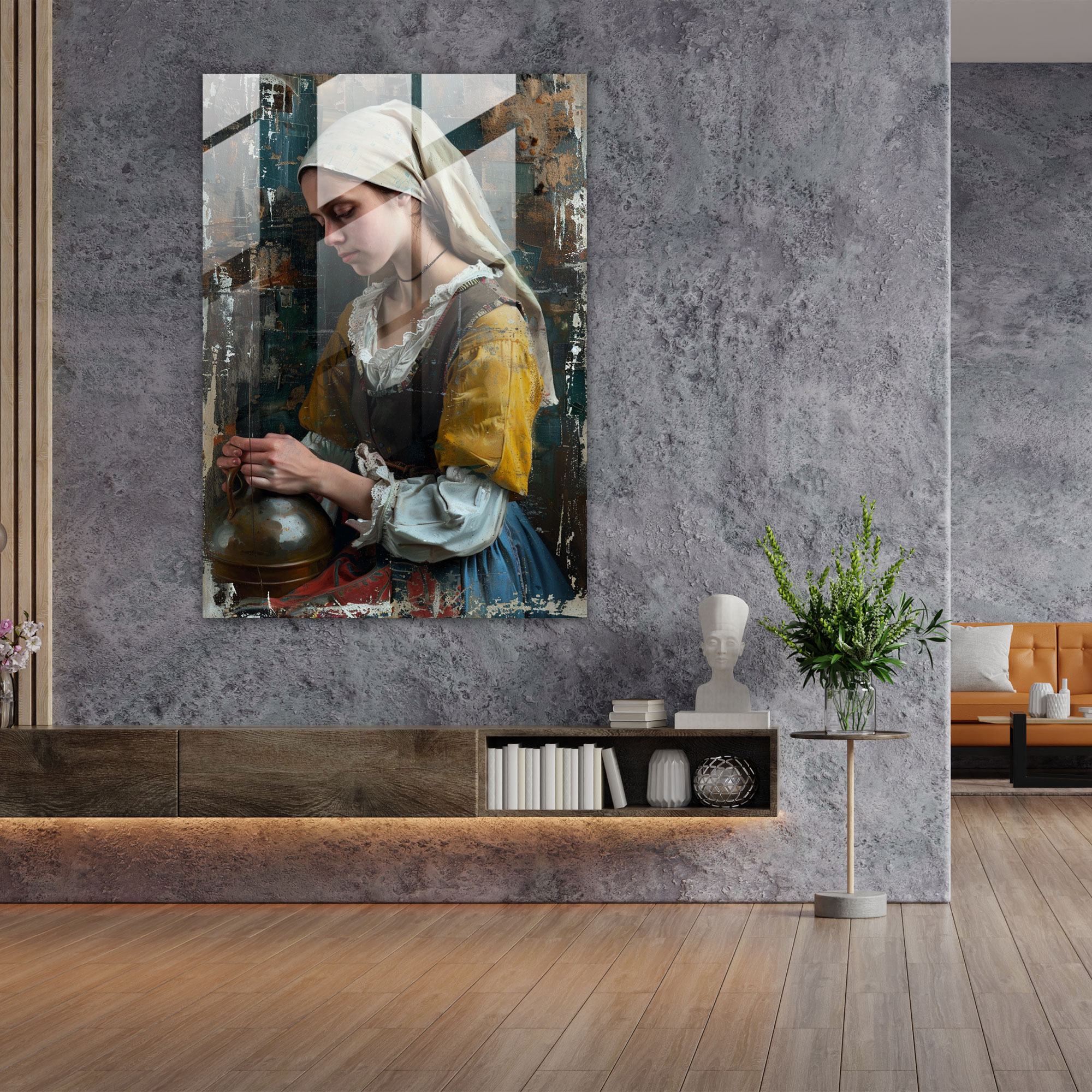 Johannes Vermeer Modern Art - Woman With A Water Jug - Johannes Vermeer, Glass Print, Home Decoration, Johannes Vermeer