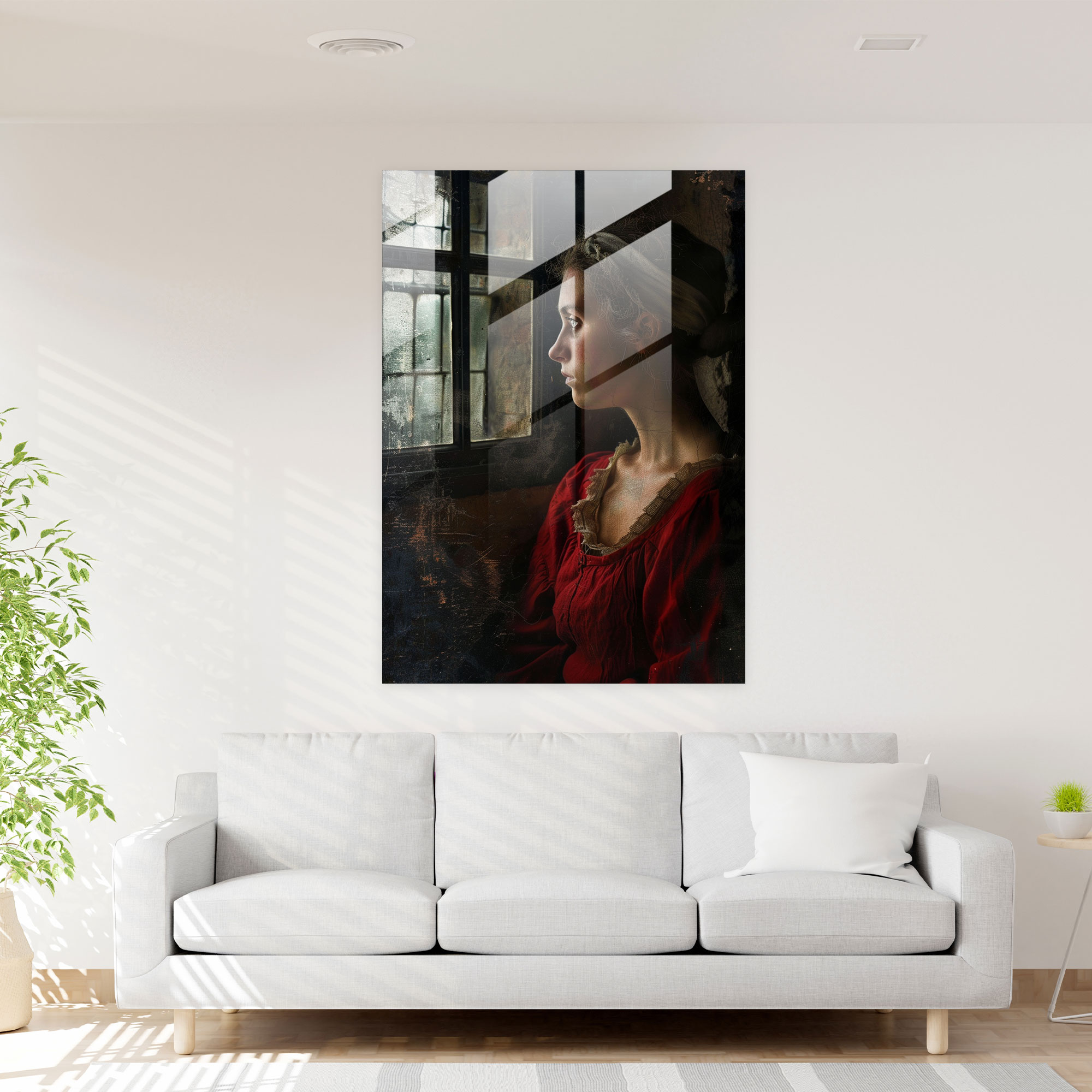 Johannes Vermeer Glass Print - Woman At A Window - Johannes Vermeer, Modern Art, Wall Decoration, Glass Art