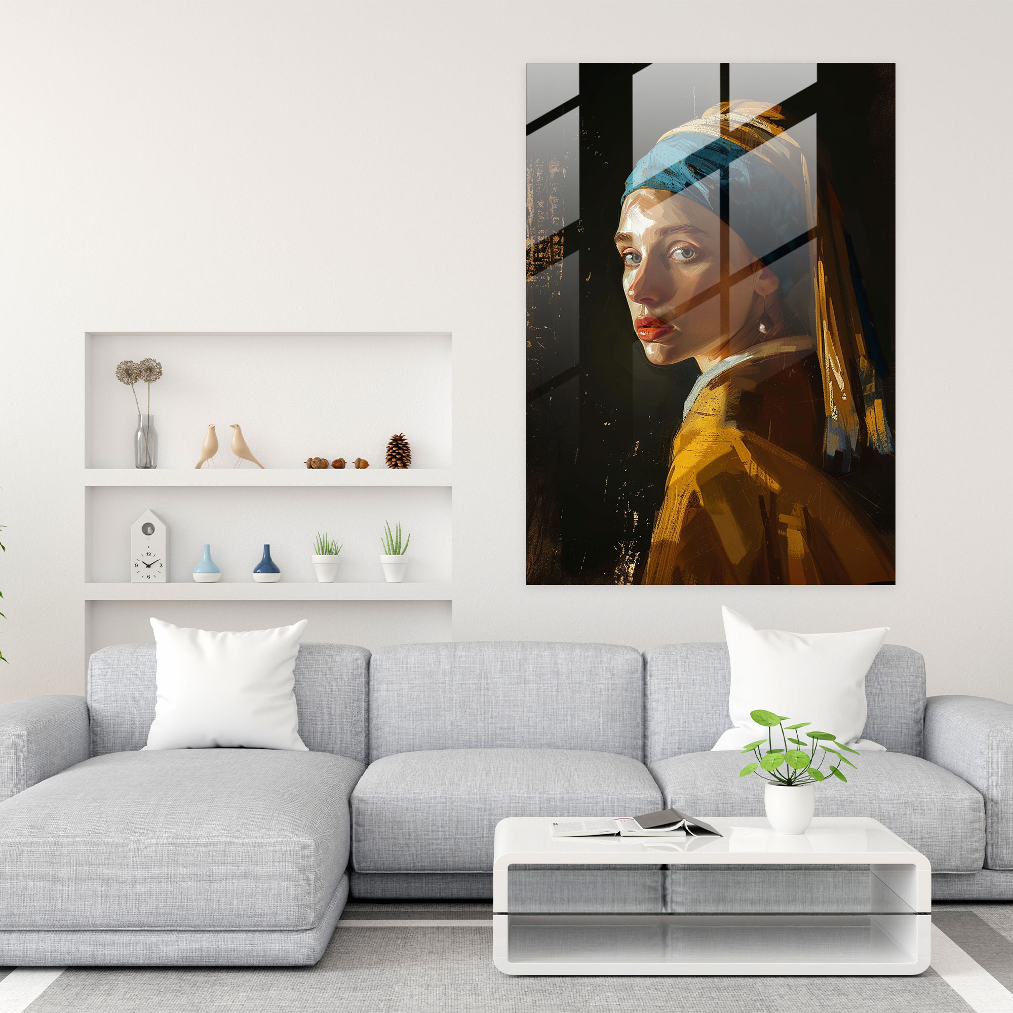 Johannes Vermeer Cam Tablo - İnci Küpeli Kız - Johannes Vermeer Ev Dekorasyonu Duvar Dekorasyonu Cam Sanatı
