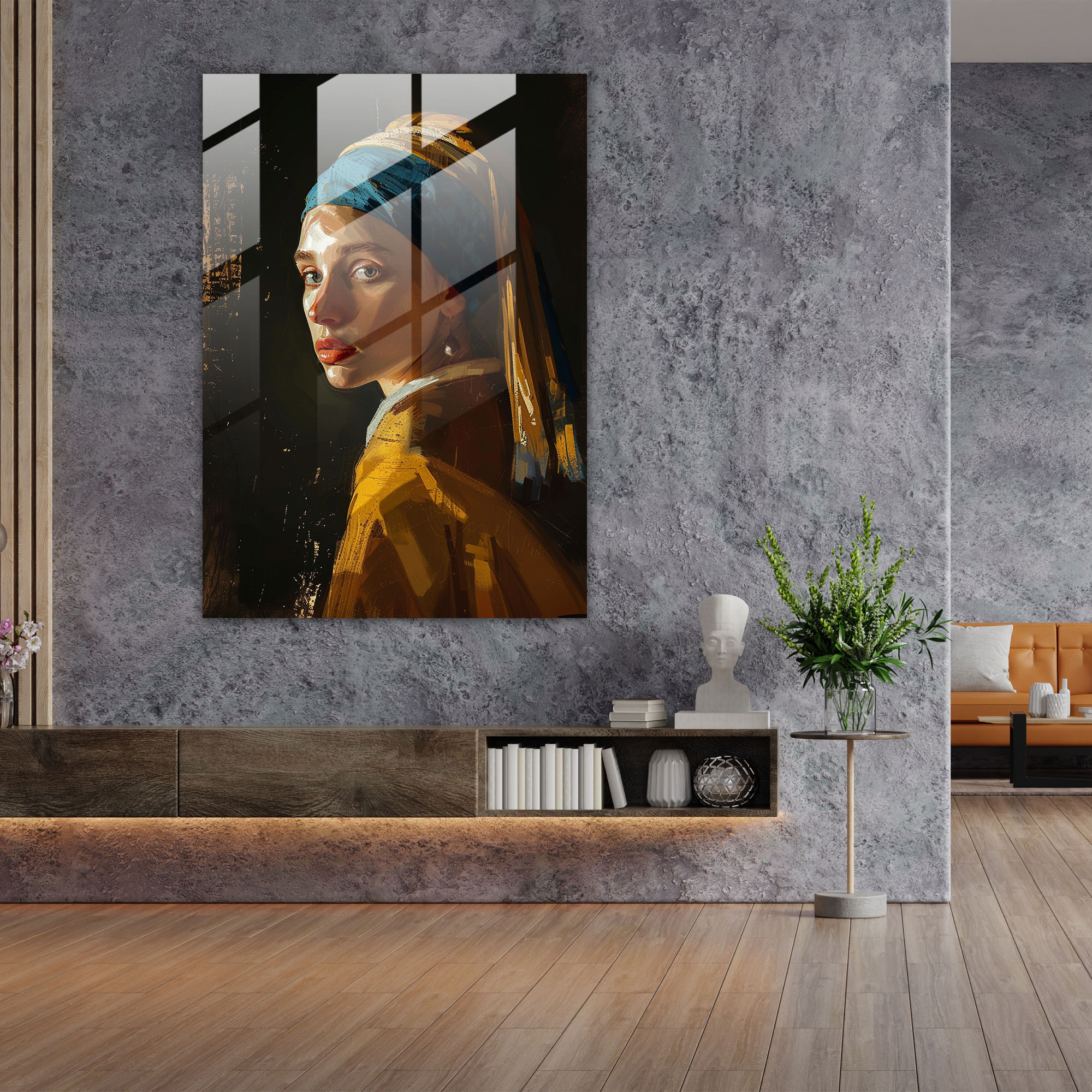 Johannes Vermeer Cam Tablo - İnci Küpeli Kız - Johannes Vermeer Ev Dekorasyonu Duvar Dekorasyonu Cam Sanatı