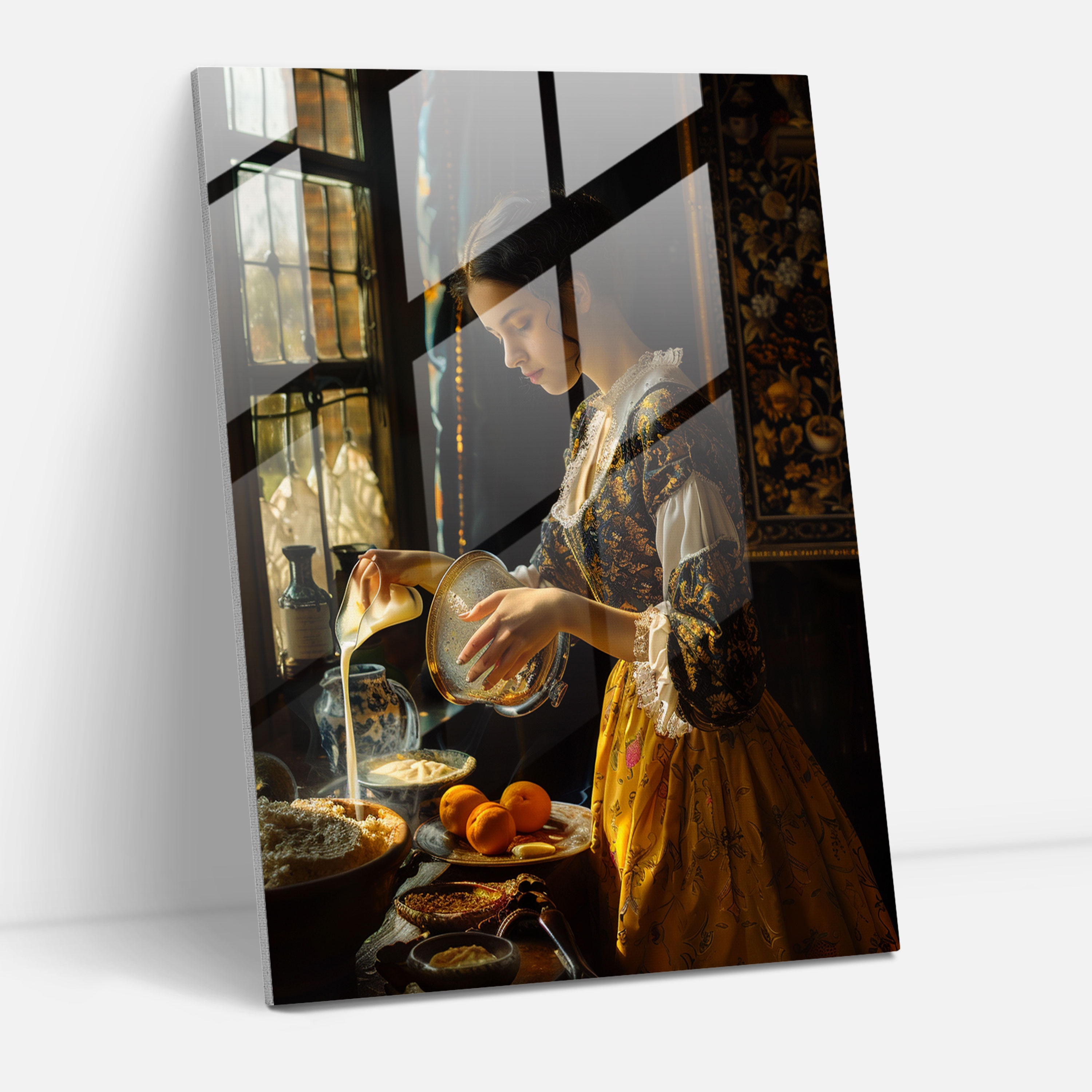 Johannes Vermeer Ev Dekorasyonu - Süt Döken Kadın - Duvar Dekorasyonu Cam Tablo Sanatı