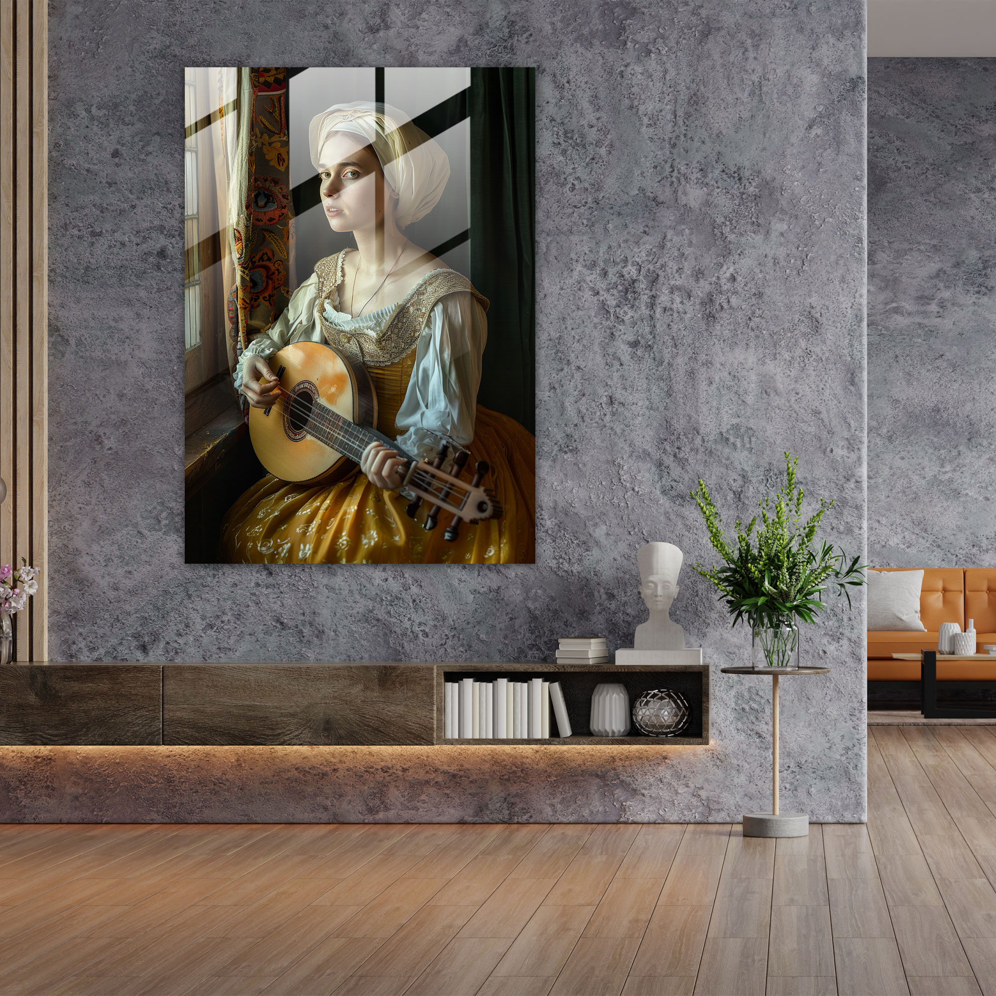 Johannes Vermeer Kanvas Tablo - Lut Çalan Kadın - Ev Dekorasyonu Duvar Dekorasyonu