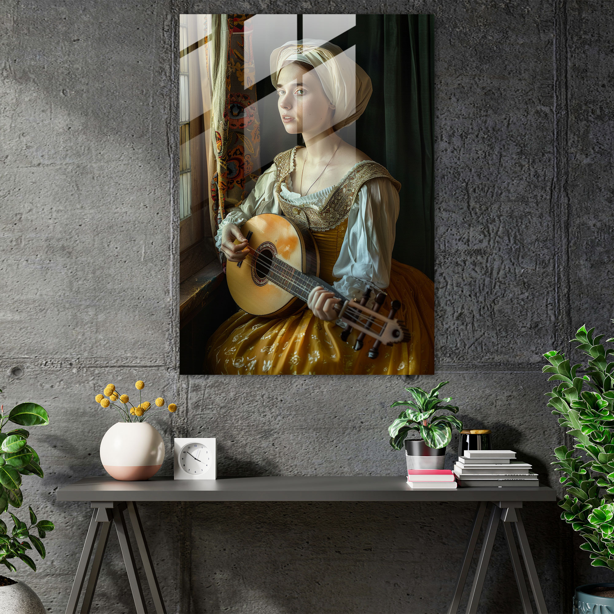 Johannes Vermeer Kanvas Tablo - Lut Çalan Kadın - Ev Dekorasyonu Duvar Dekorasyonu